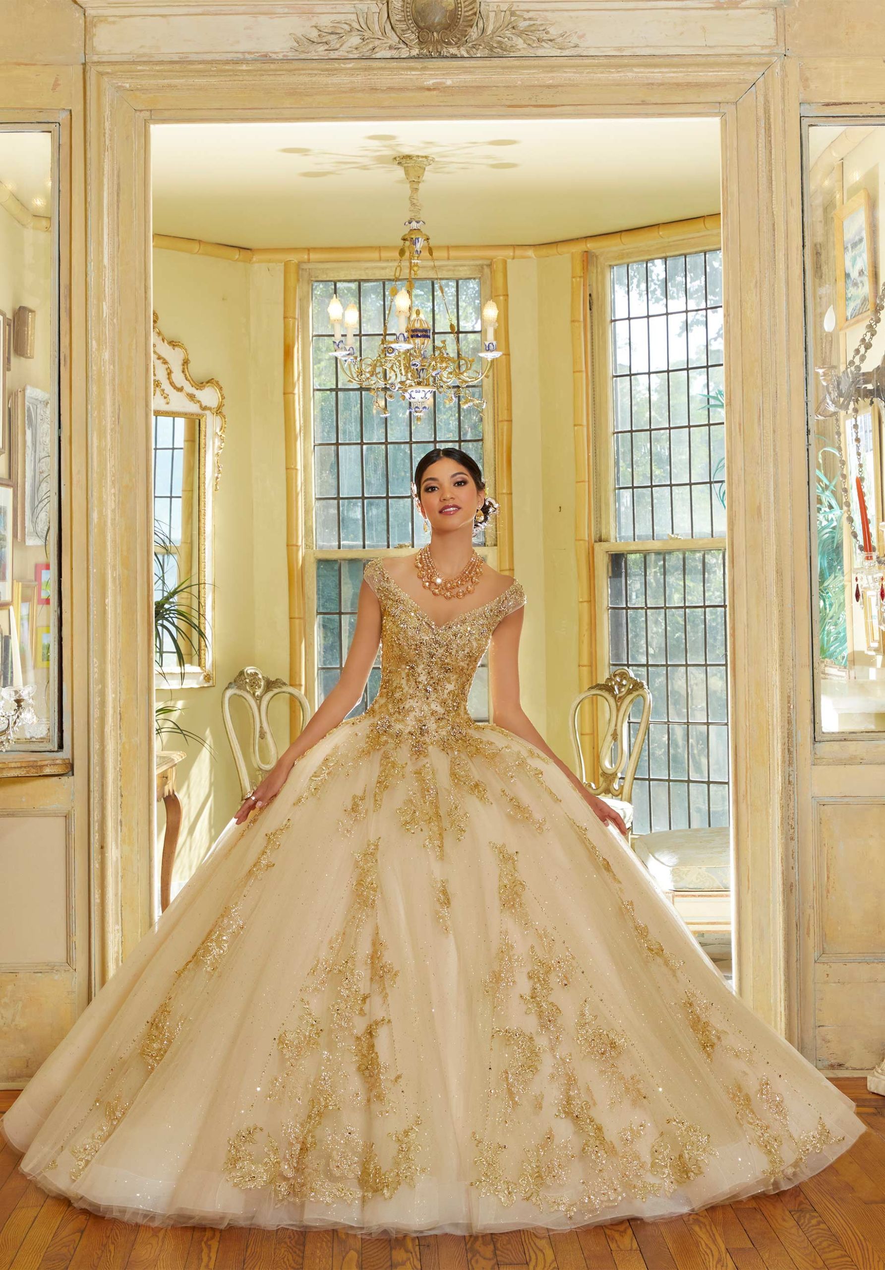 Metallic Glitter Quinceañera Dress