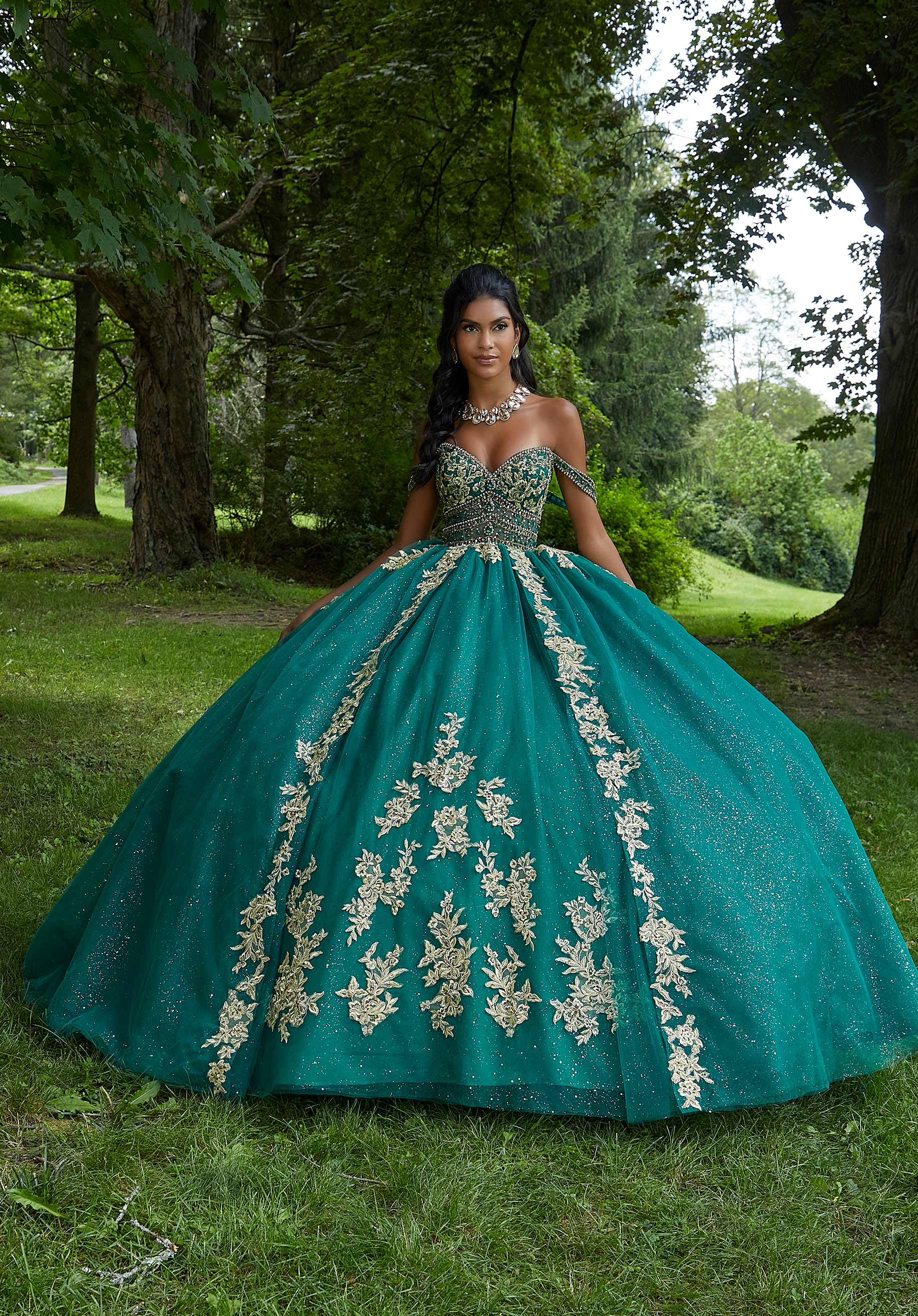 Rhinestone Waist Quinceañera Dress with Back Bow
