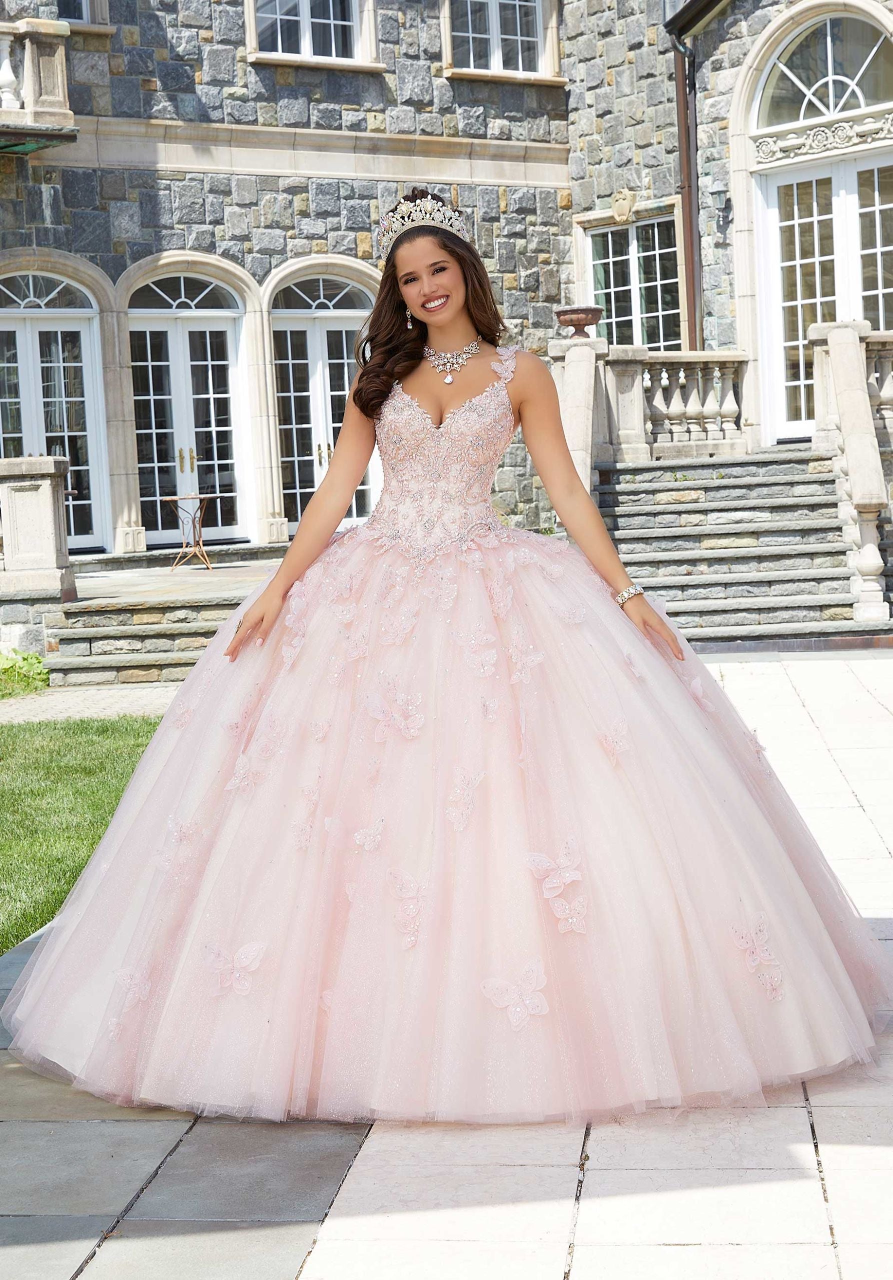 Three-Dimensional Butterfly and Embroidered Quinceañera Dress