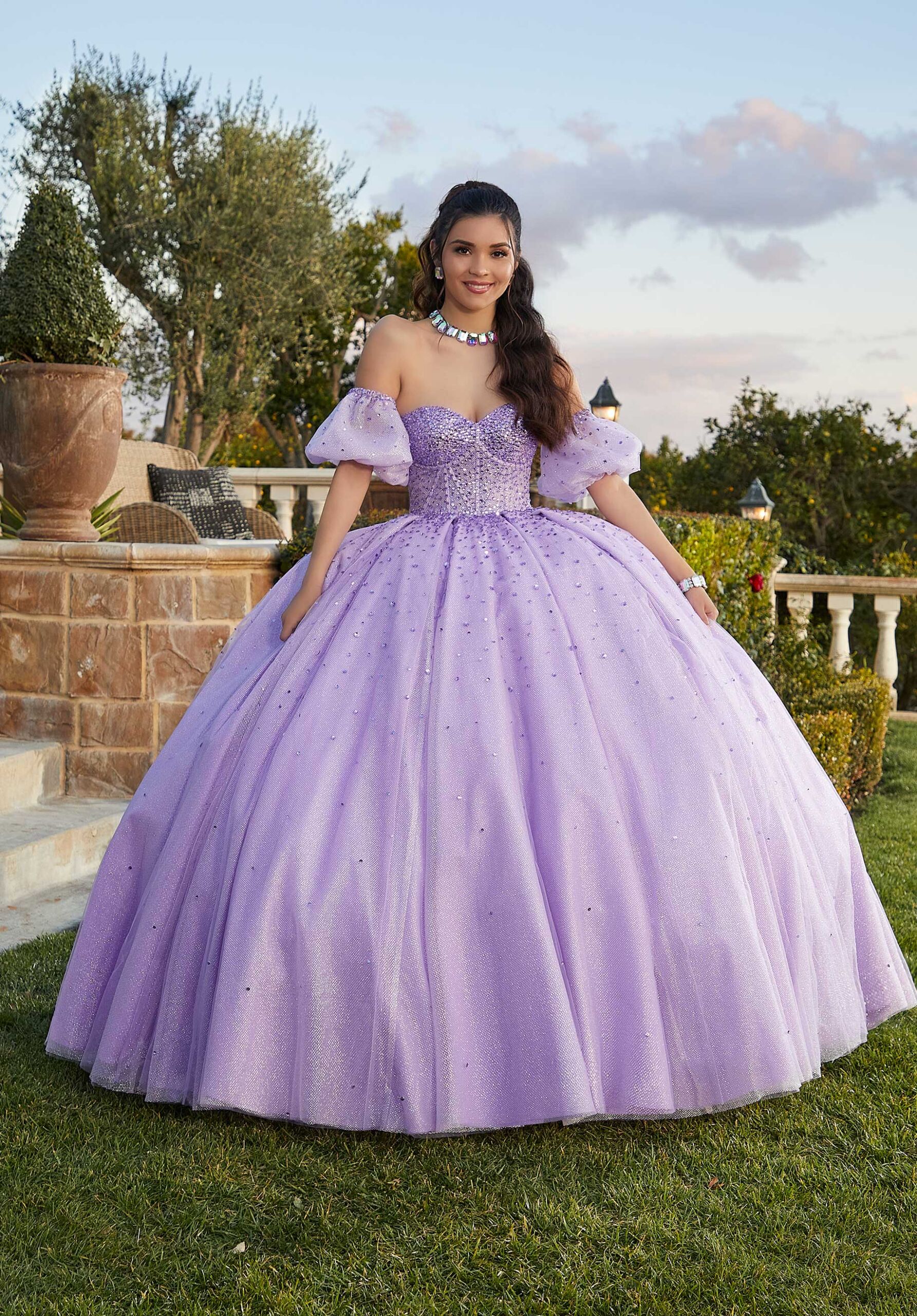 Jewel Beaded Quinceañera Dress with Corset Bodice