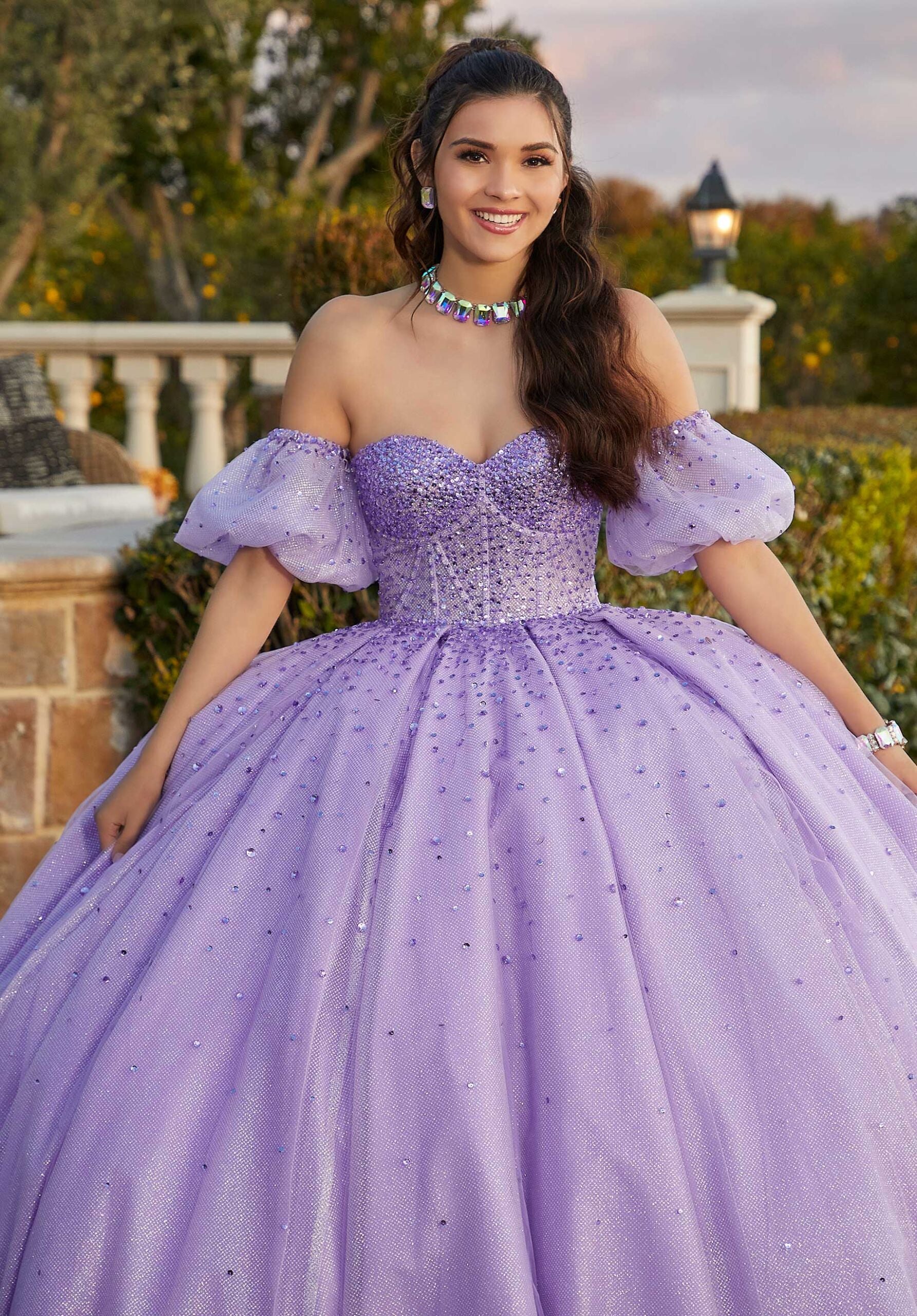 Jewel Beaded Quinceañera Dress with Corset Bodice