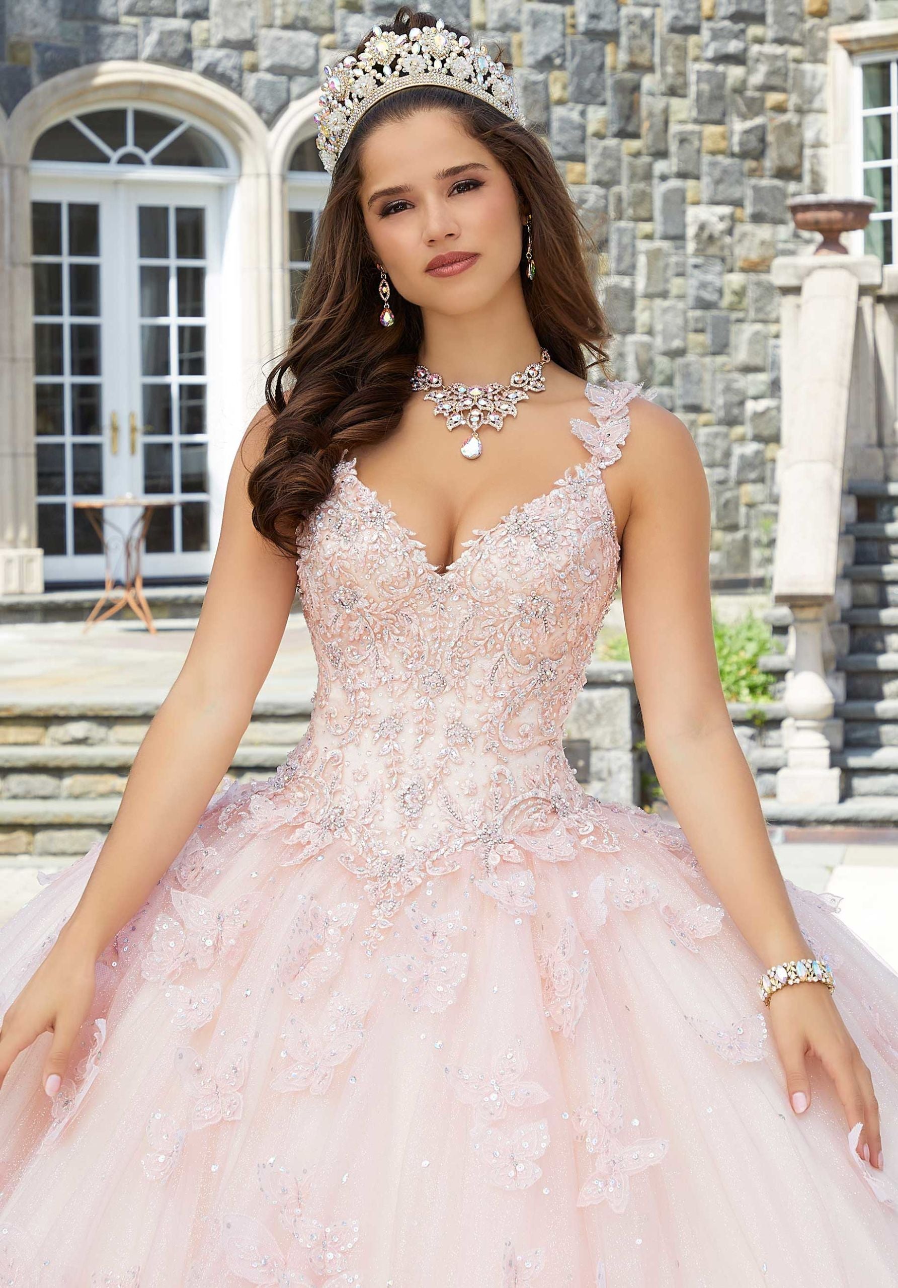 Three-Dimensional Butterfly and Embroidered Quinceañera Dress