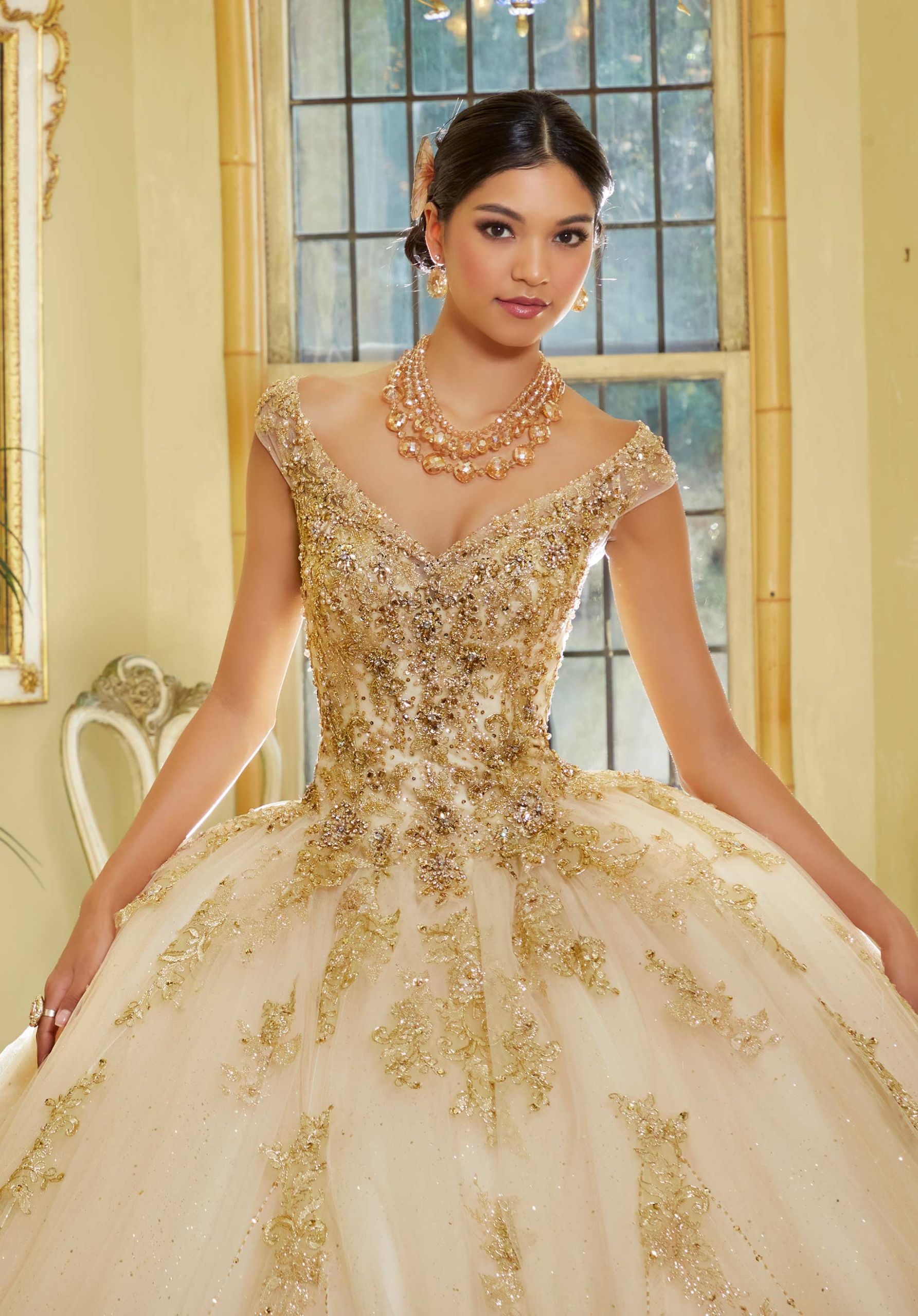 Metallic Glitter Quinceañera Dress