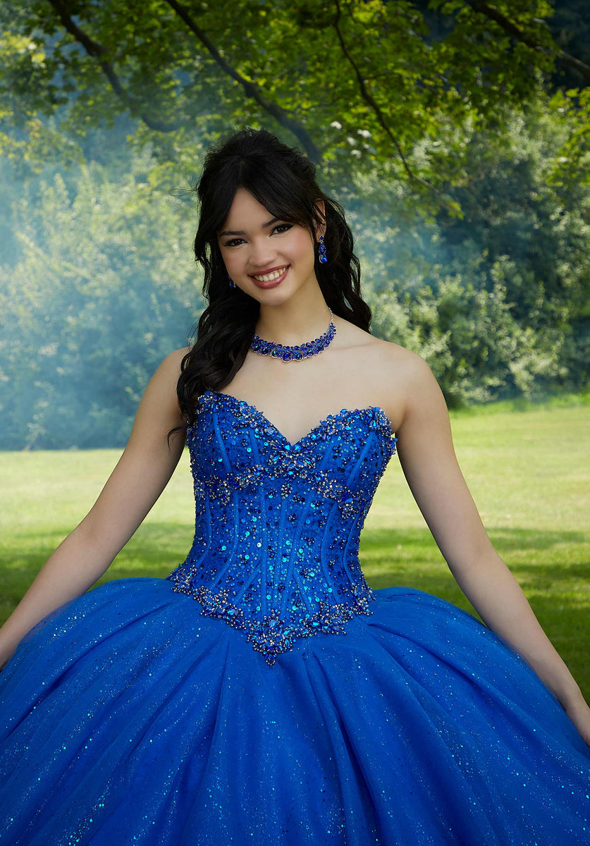 Jewel Beaded Corset Quinceañera Dress Elegant Bride and Quinceanera