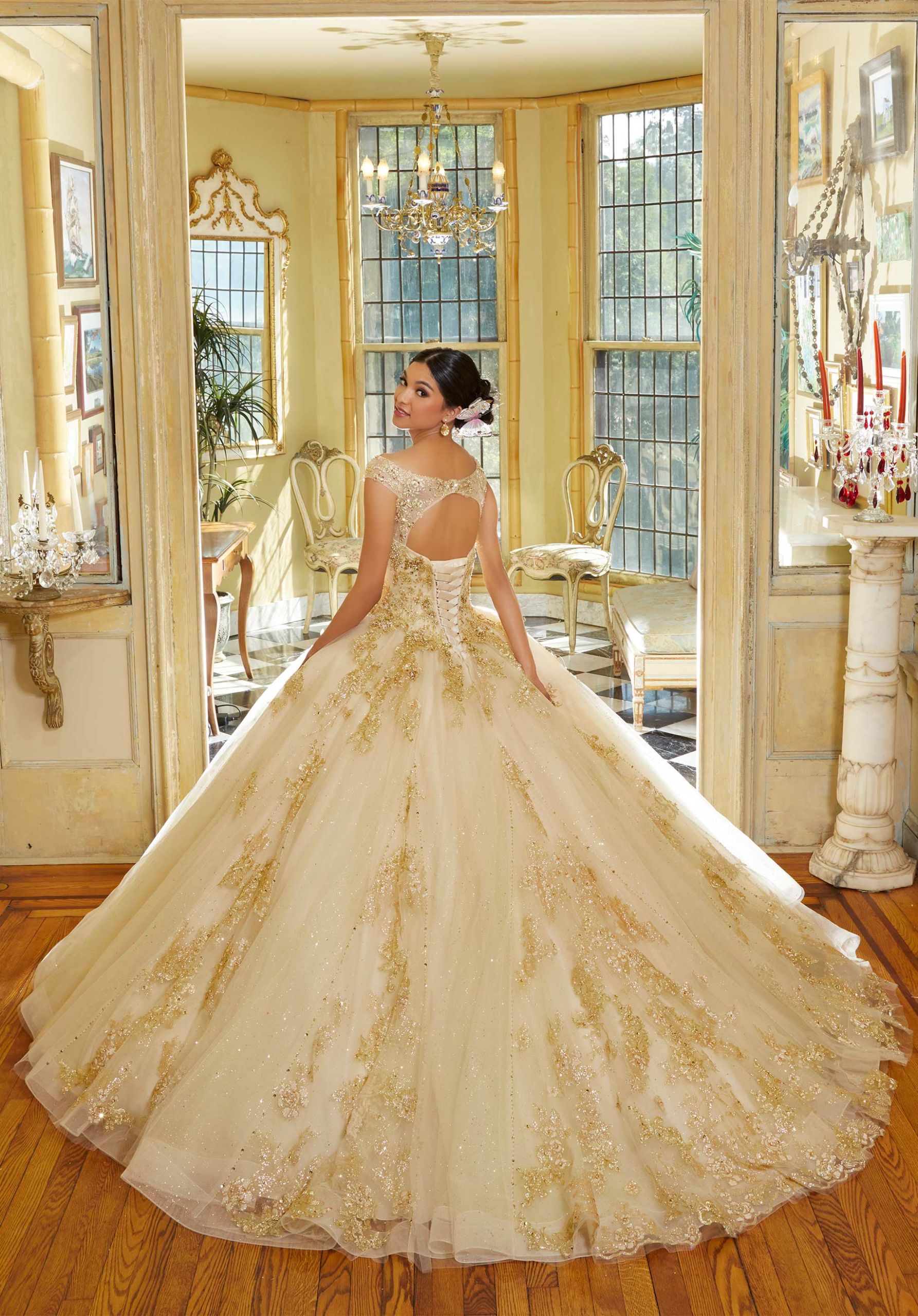 Metallic Glitter Quinceañera Dress