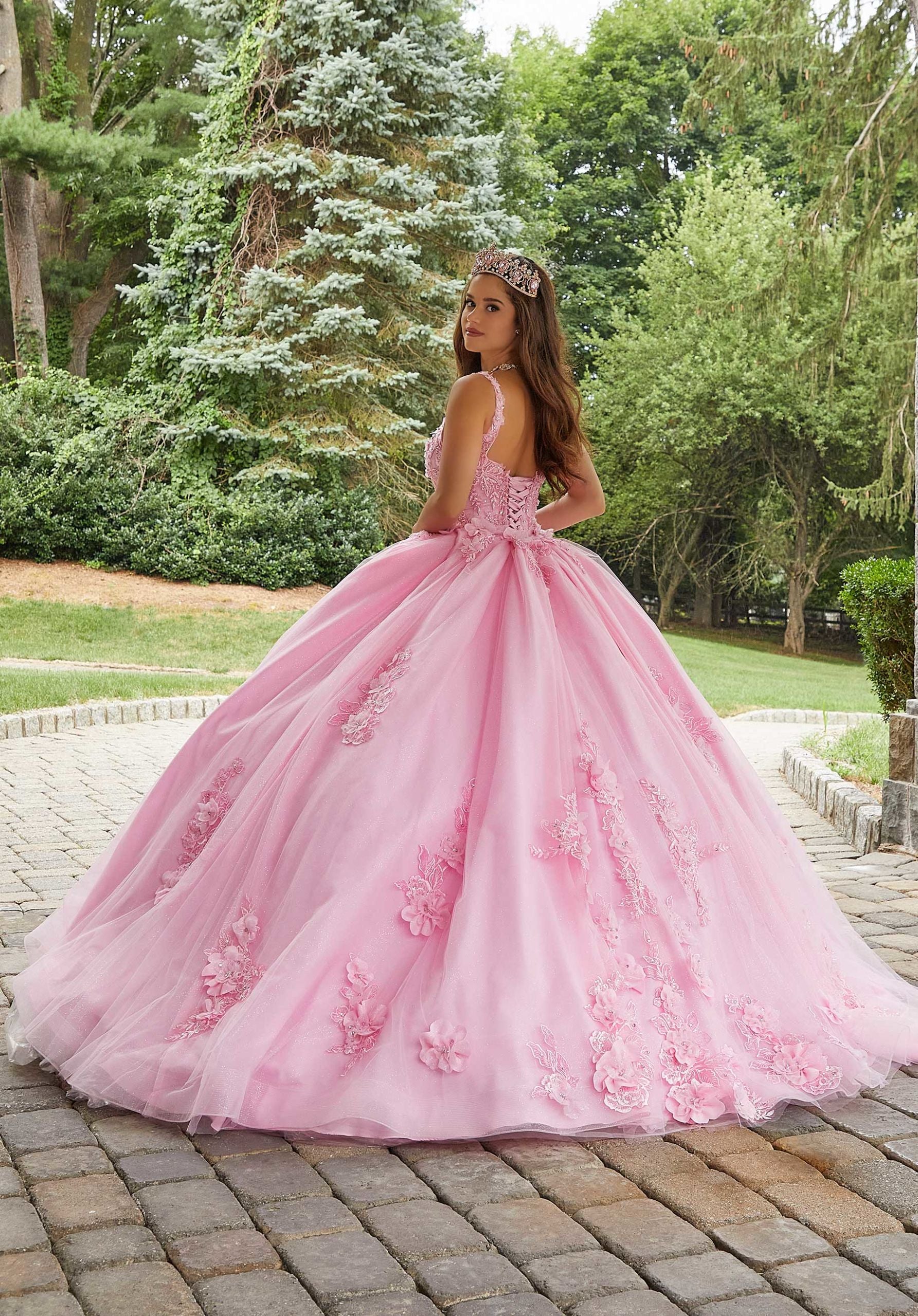 Two-Piece Quinceañera Dress with Floral Appliqués