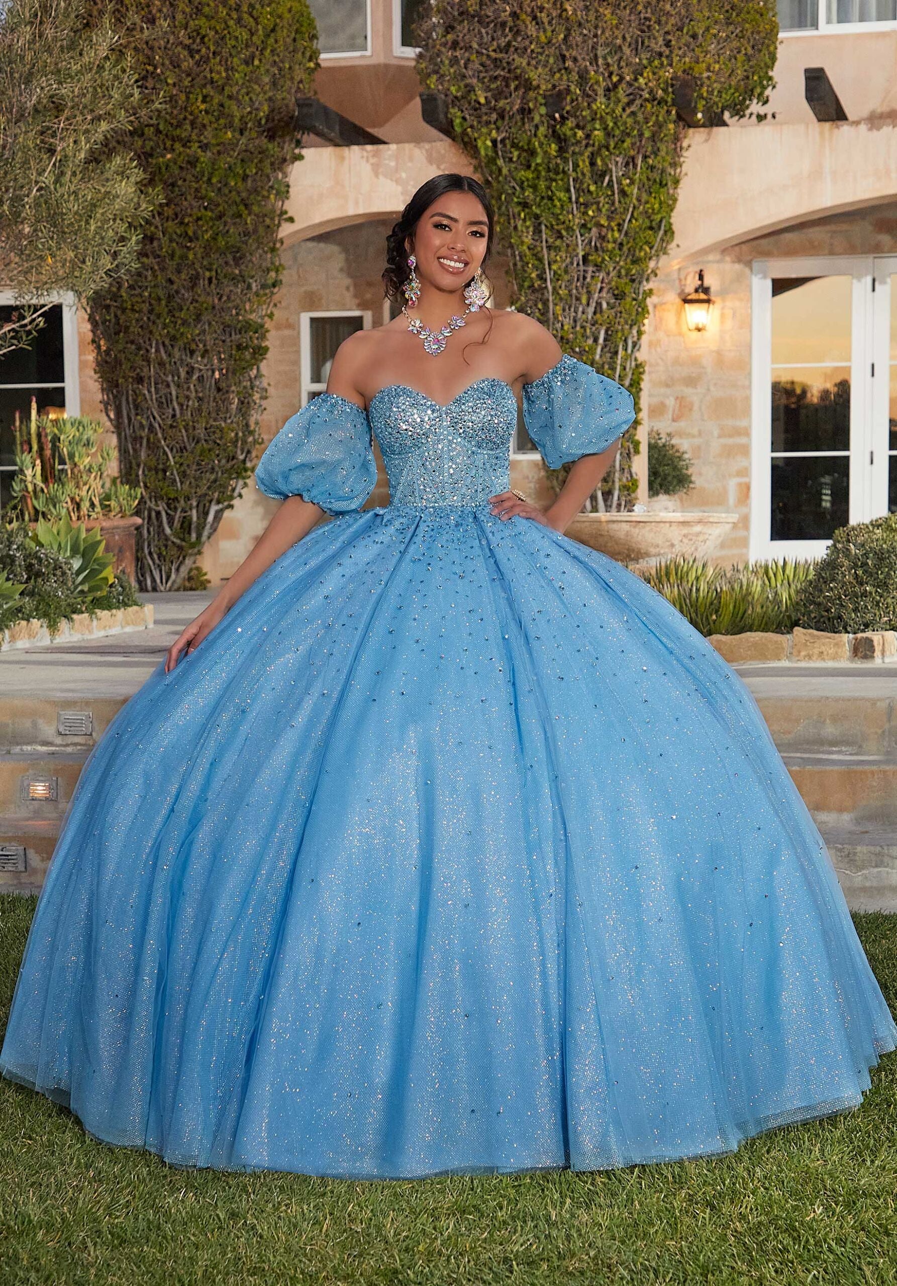 Jewel Beaded Quinceañera Dress with Corset Bodice