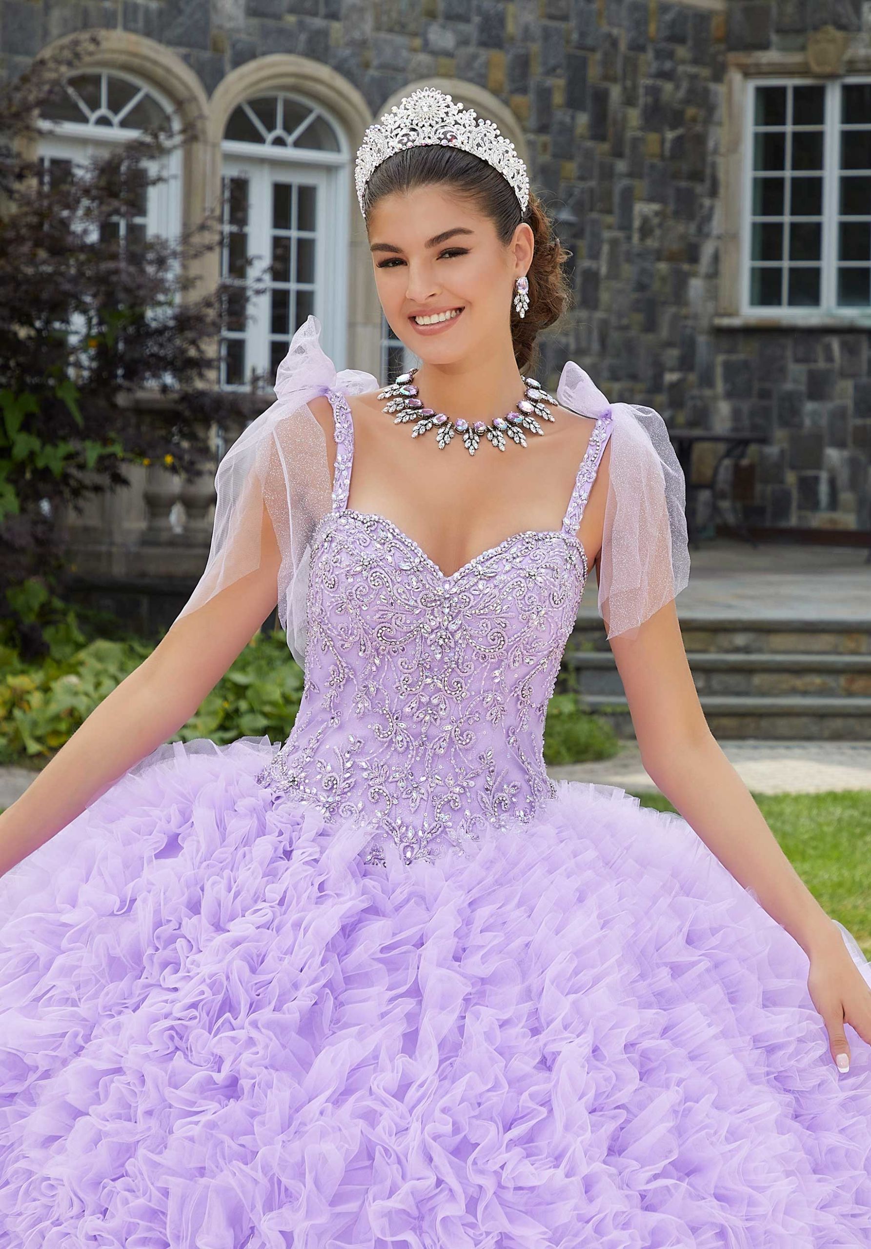 Crystal Beaded Ruffled Quinceañera Dress