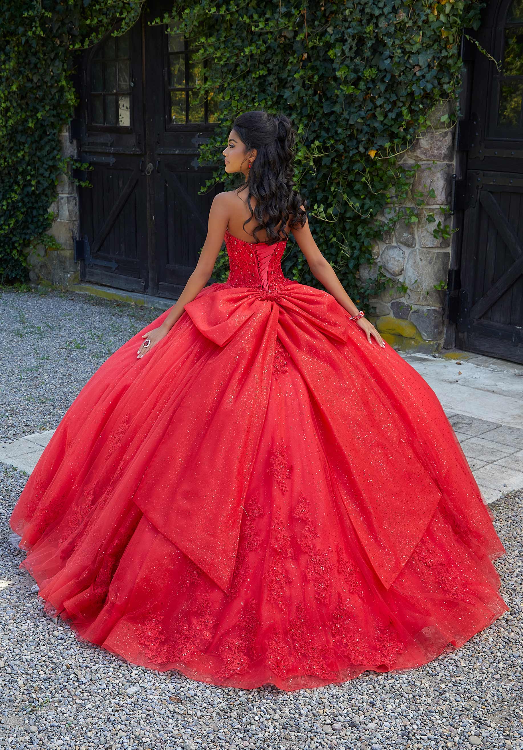 Crystal Beaded Lace on Sparkle Tulle Quinceañera Dress