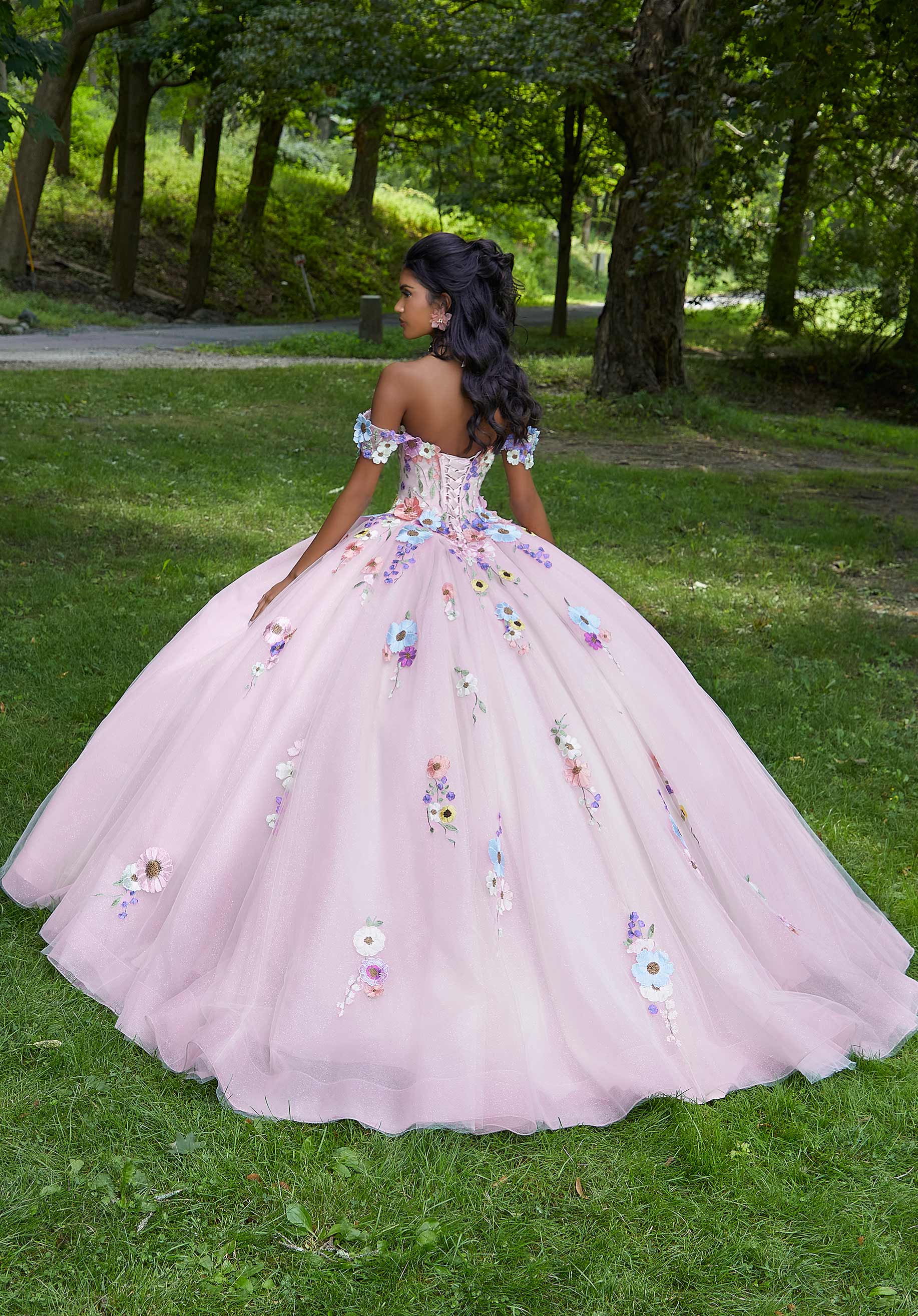 Multicolor Floral Embroidered Quinceañera Dress