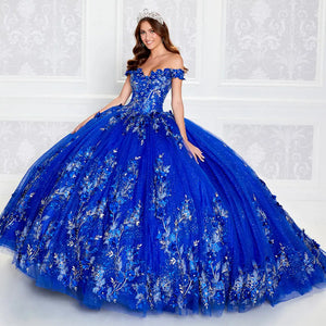 Off-the-shoulder Princesa Dress With Three-dimensional Flowers