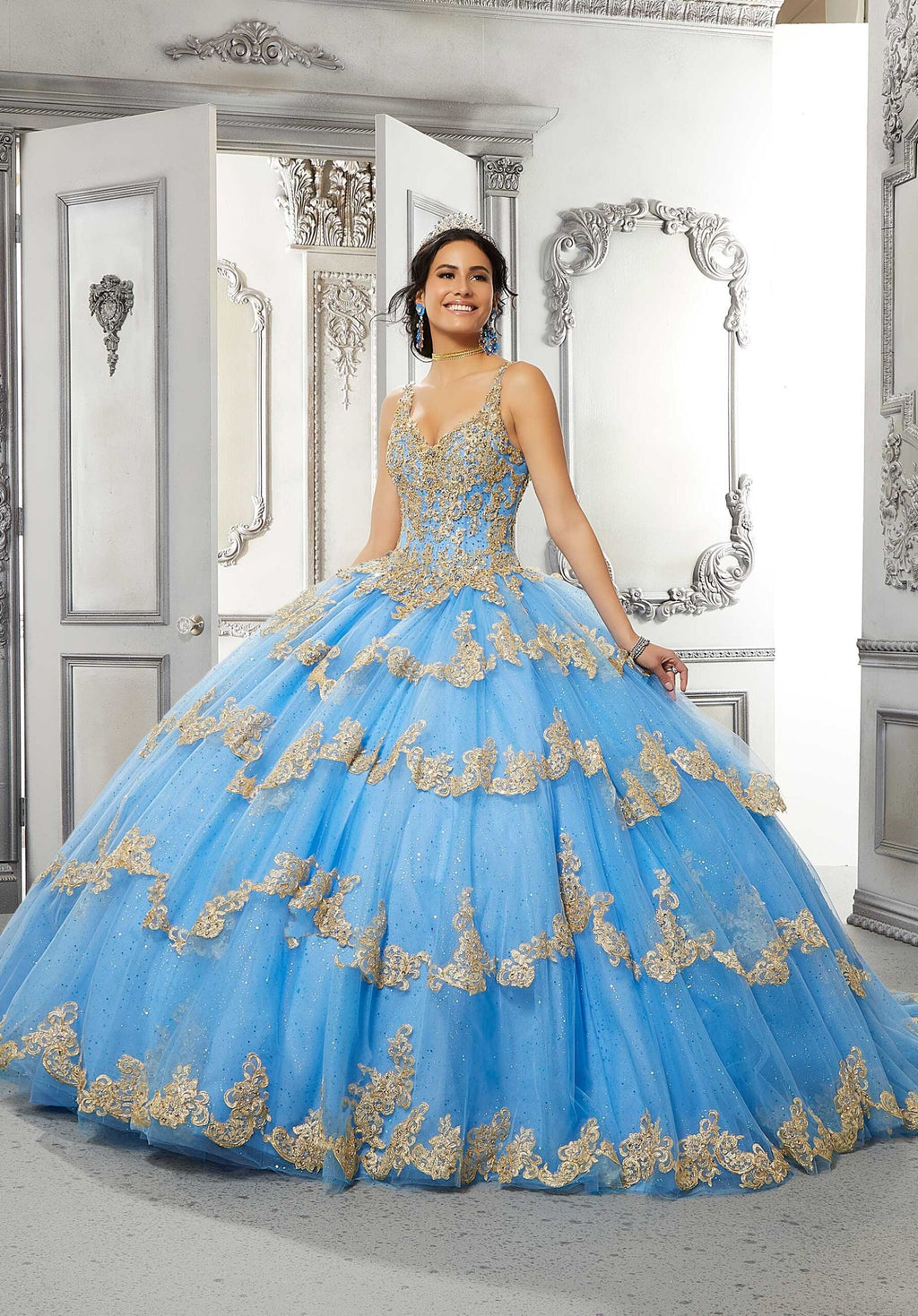 Contrasting Lace Applique Quinceañera Dress