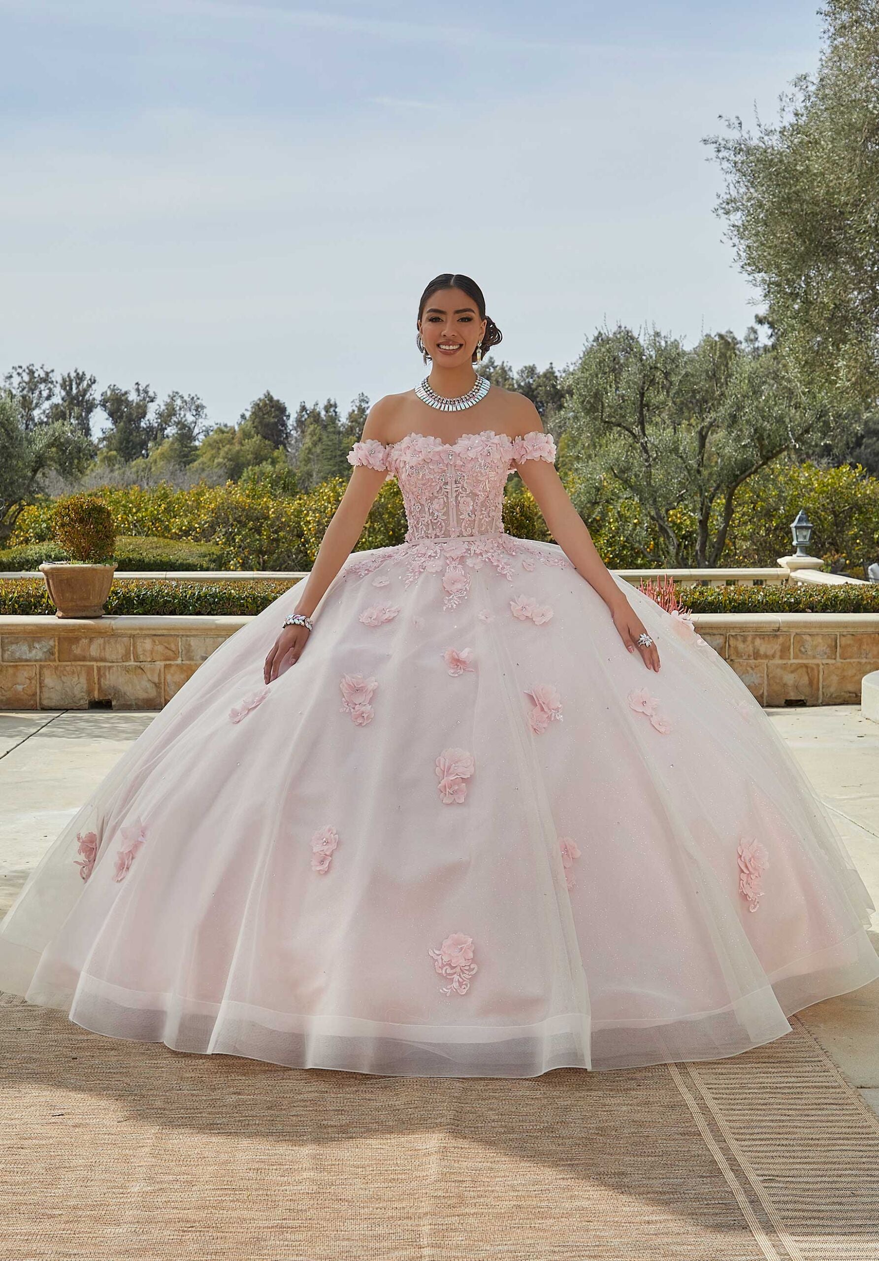 Sparkle Tulle and Floral Embroidered Quinceañera Dress