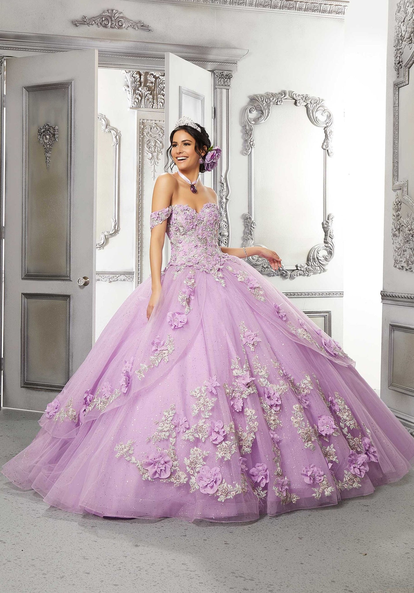 Princess Tulle Floral Quinceañera Dress