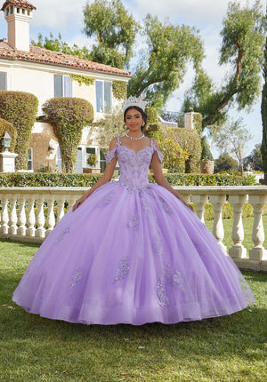 Chantilly Lace and Sparkle Tulle Quinceañera Dress