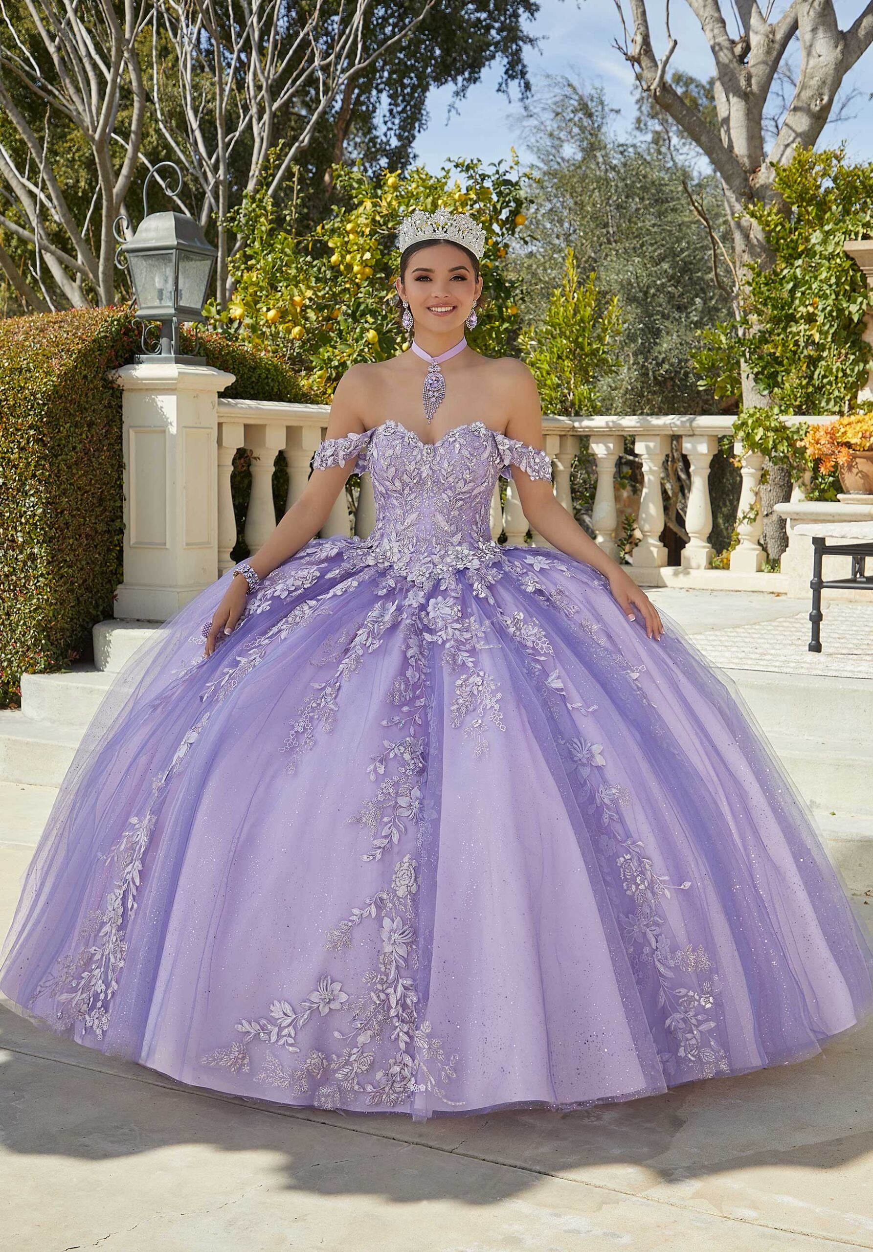 Glitter Embroidered Sparkle Tulle Quinceañera Dress