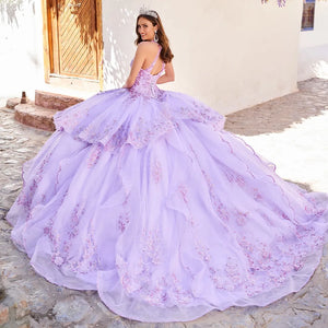 Three-Dimensional Floral Embroidered Quinceañera Dress