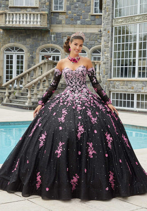 Contrasting Ombre Embroidered Quinceañera Dress