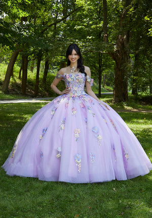 Multicolor Floral Embroidered Quinceañera Dress