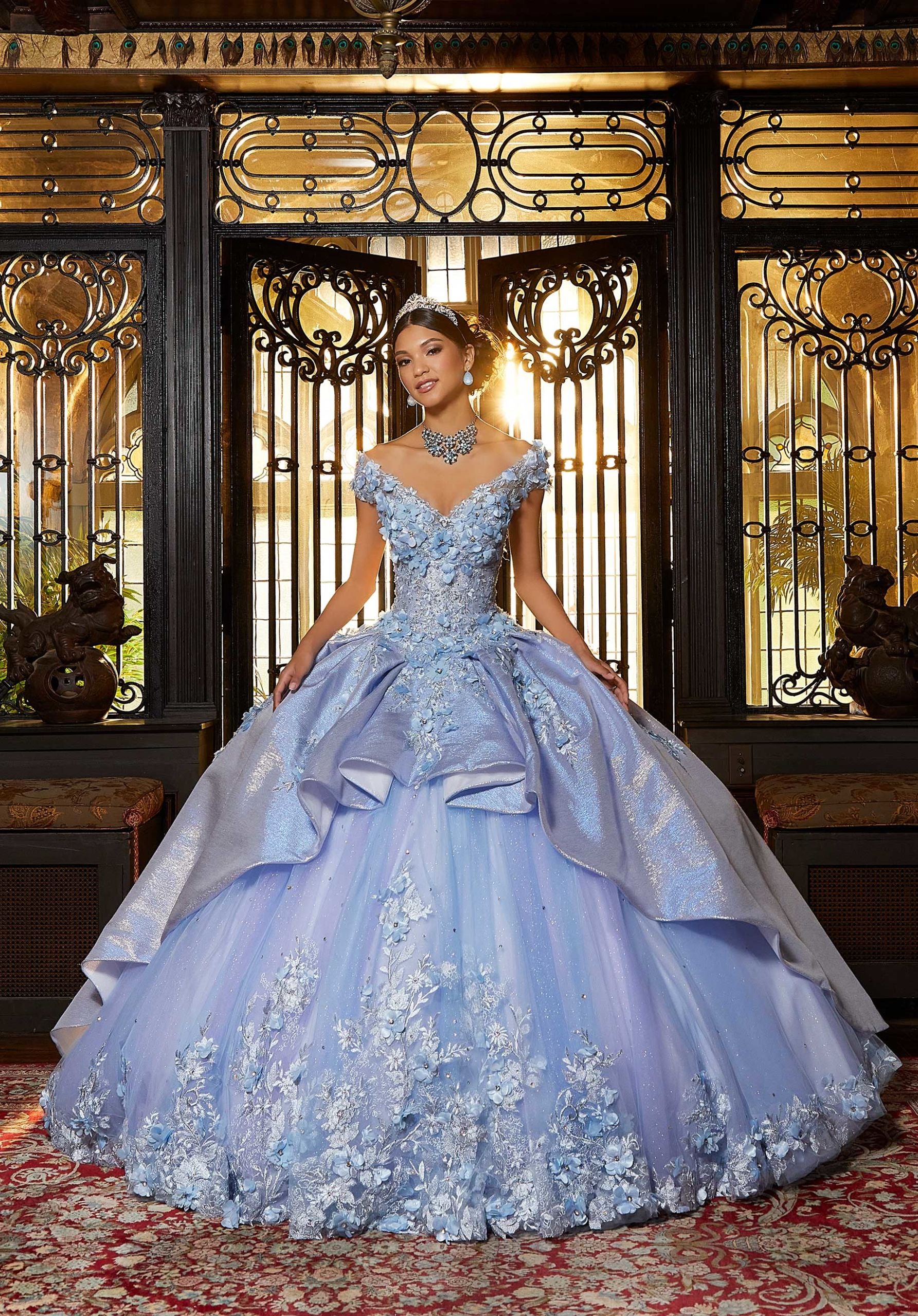 Iridescent Crystal Beaded Quinceaera Dress Elegant Bride and Quinceanera Iridescent Crystal Beaded Quinceaera Dress Elegant Bride and Quinceanera