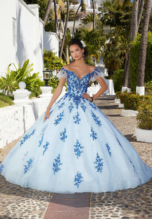 Contrasting Beaded and Embroidered Quinceañera Dress
