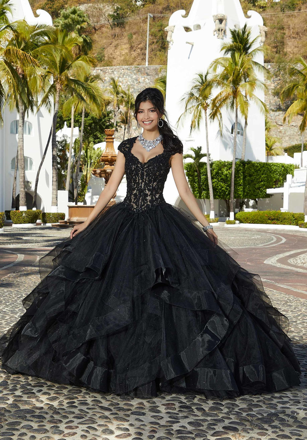 Flounced Sparkle Tulle Quinceañera Dress