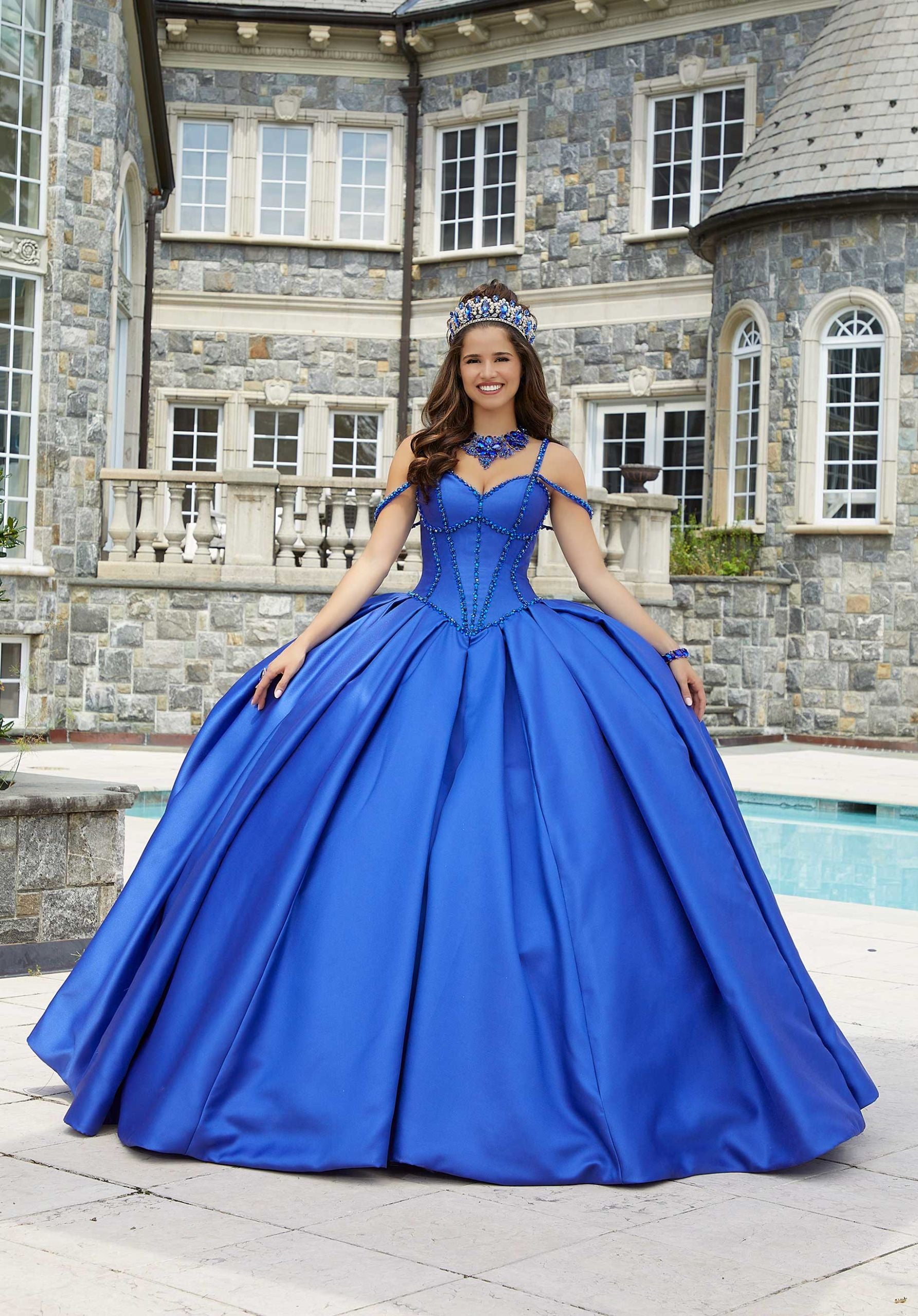 Box-Pleated Satin Quinceaera Dress Elegant Bride and Quinceanera Box-Pleated Satin Quinceaera Dress Elegant Bride and Quinceanera