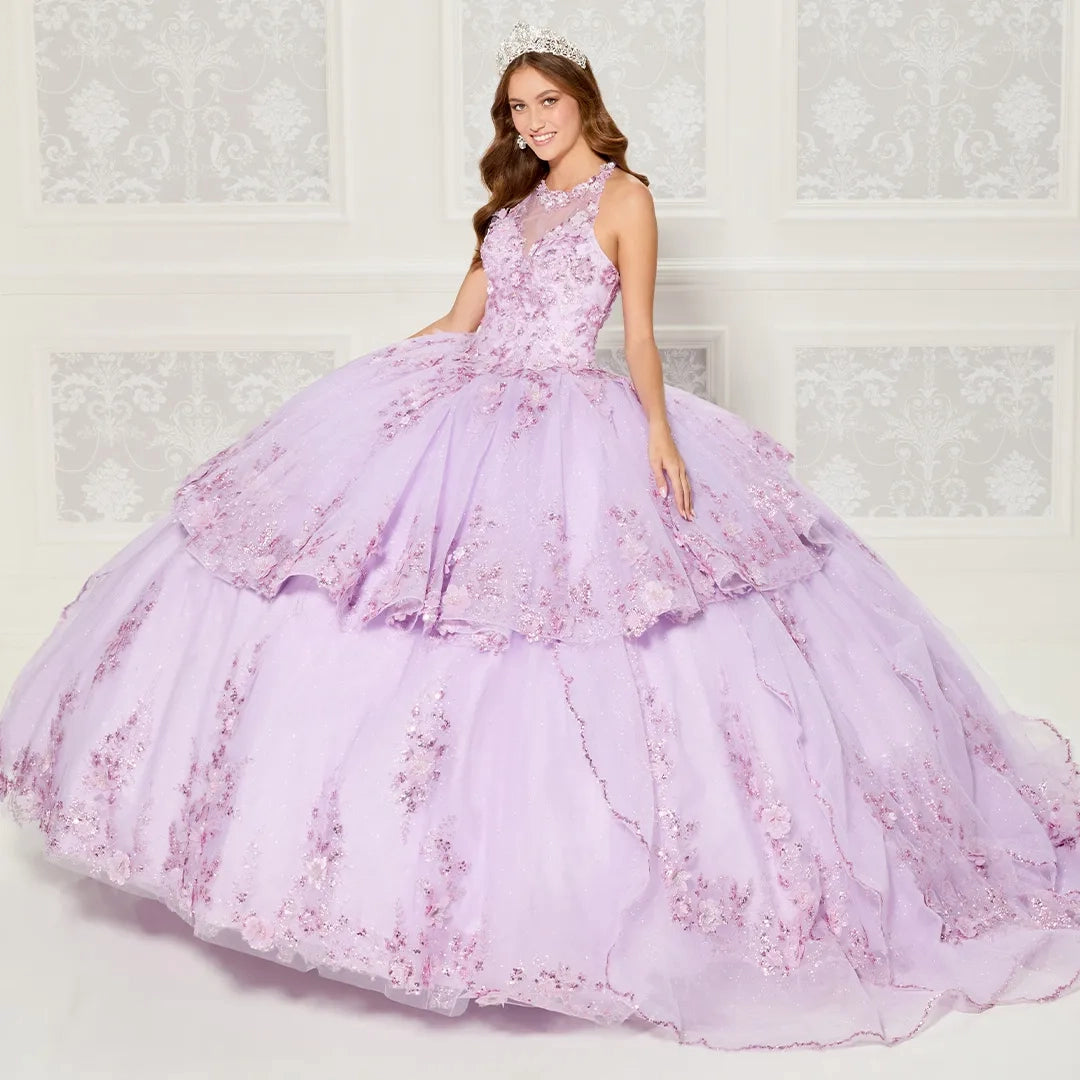 Three-Dimensional Floral Embroidered Quinceañera Dress