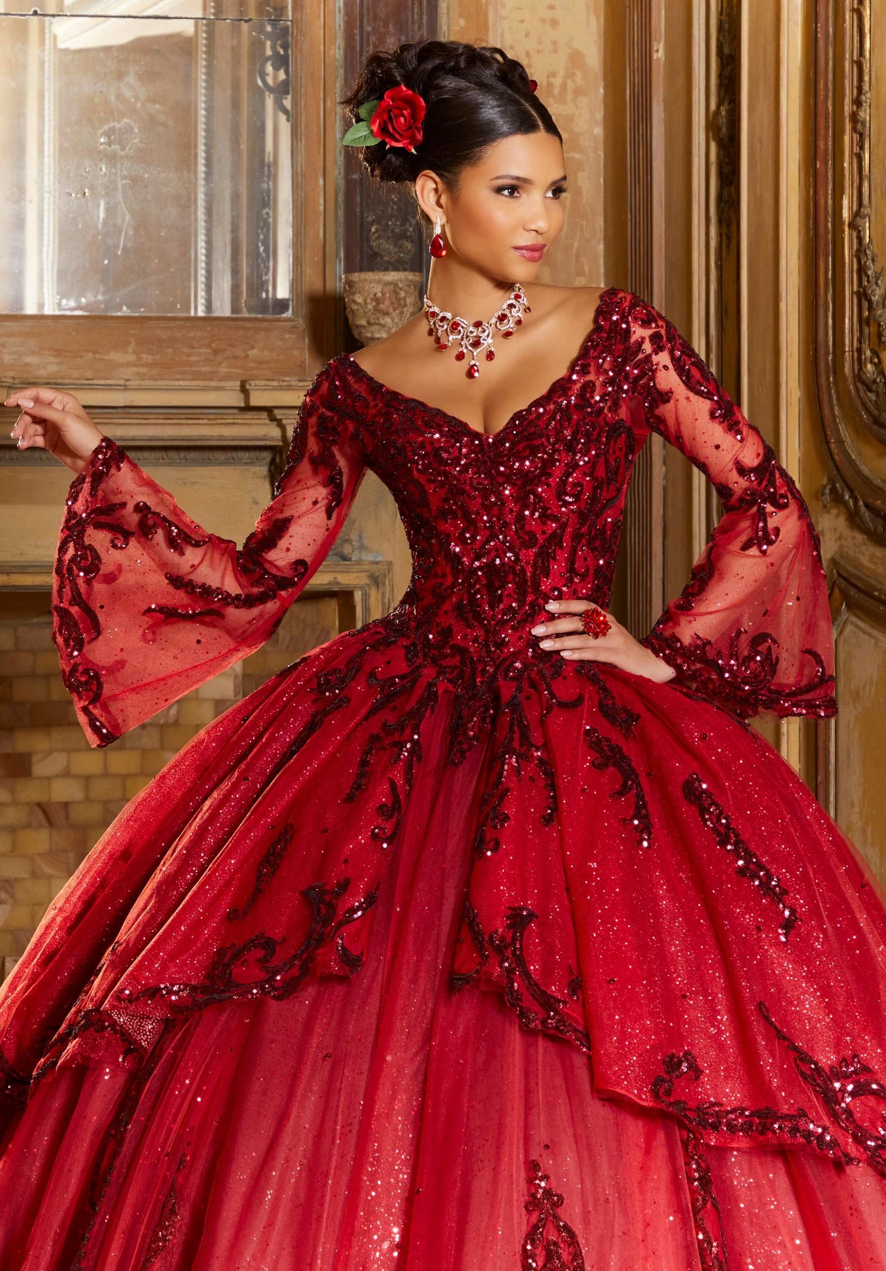 Sequin Appliquéd Quinceañera Dress