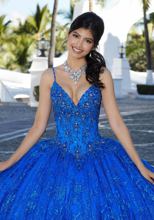Crystal Beaded Embroidered Flounced Quinceañera Dress