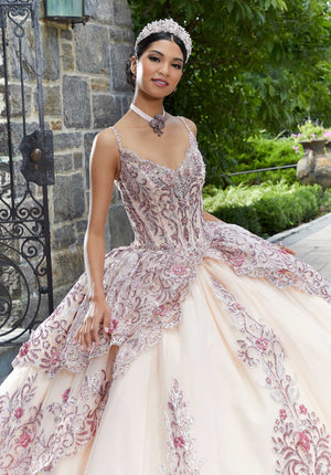 Tiered Scalloped Tulle Quinceañera Dress