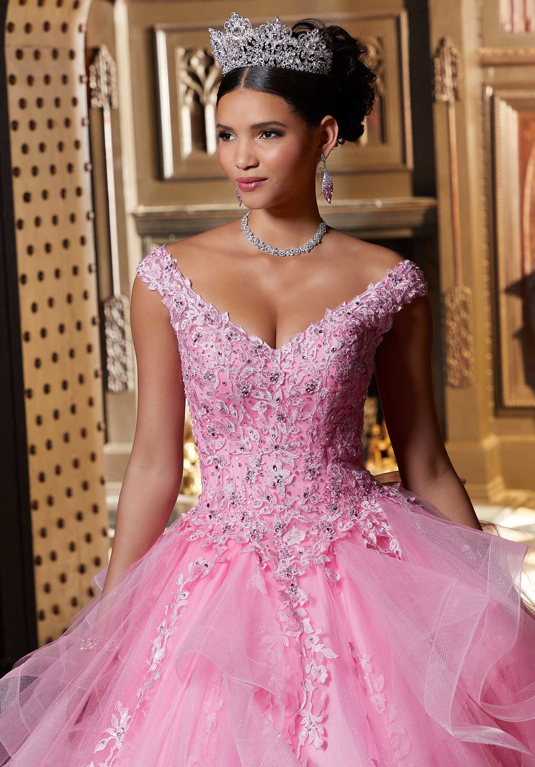 Flounced Tulle Quinceañera Dress