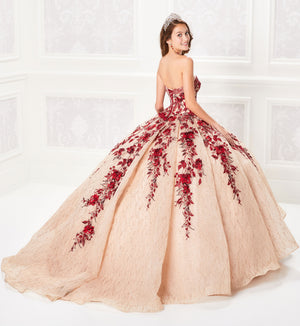Jaw-dropping strapless quinceanera dress with stone accents