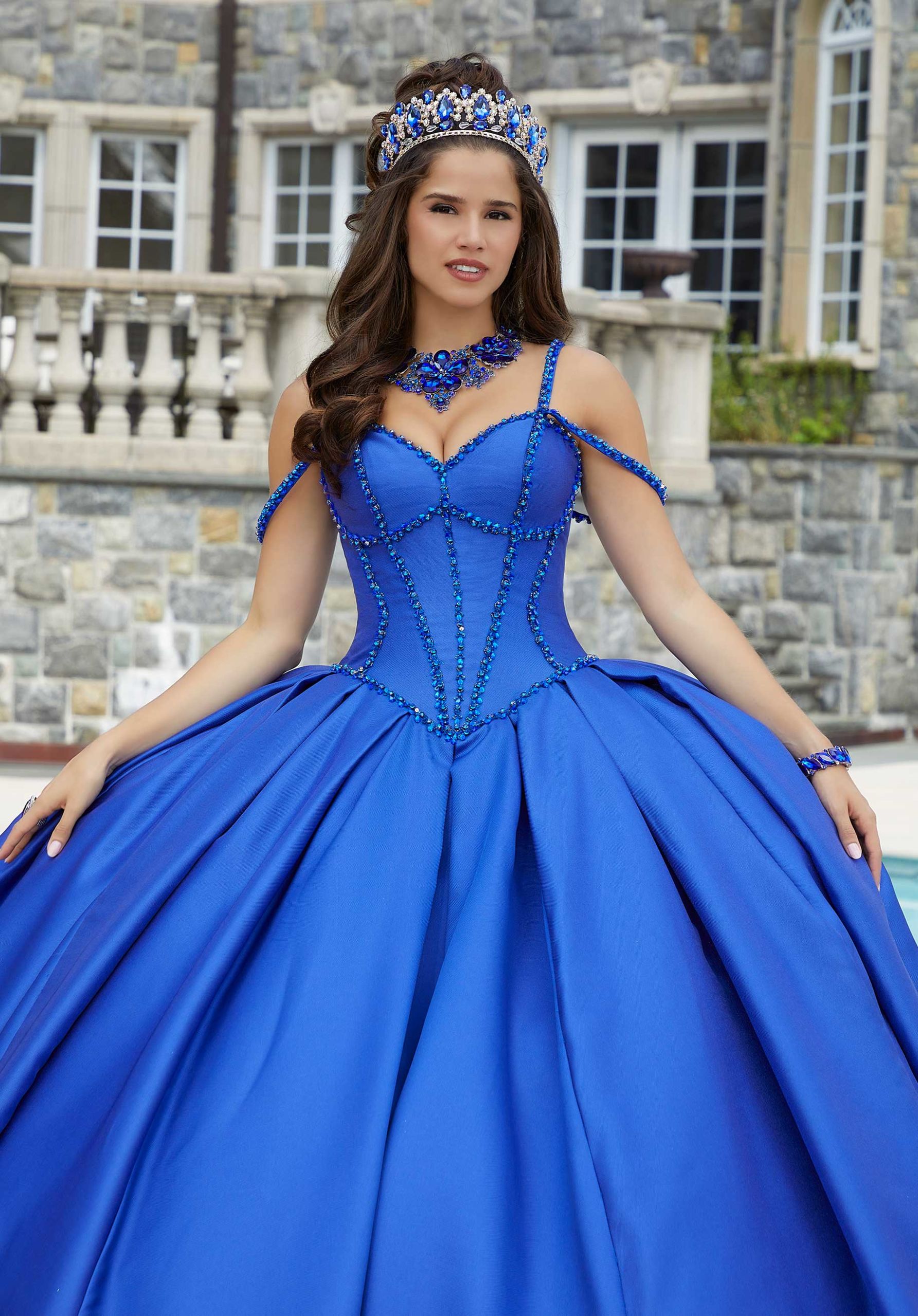 Box-Pleated Satin Quinceaera Dress Elegant Bride and Quinceanera Box-Pleated Satin Quinceaera Dress Elegant Bride and Quinceanera