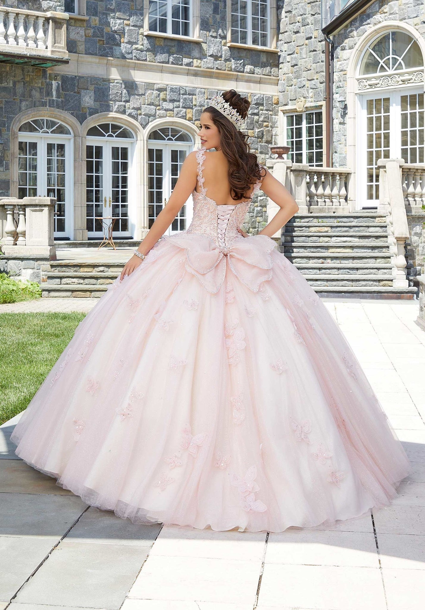 Three-Dimensional Butterfly and Embroidered Quinceañera Dress