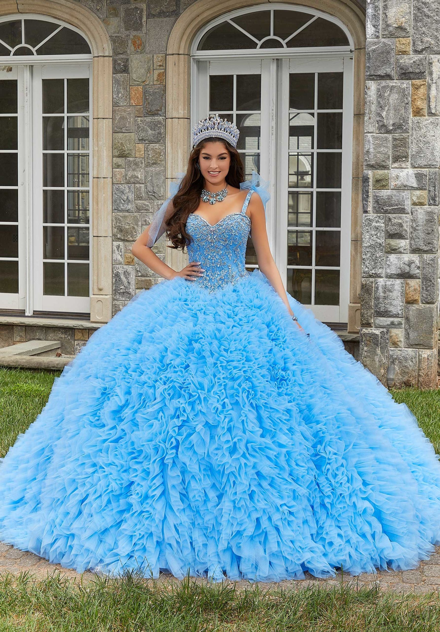 Crystal Beaded Ruffled Quinceañera Dress