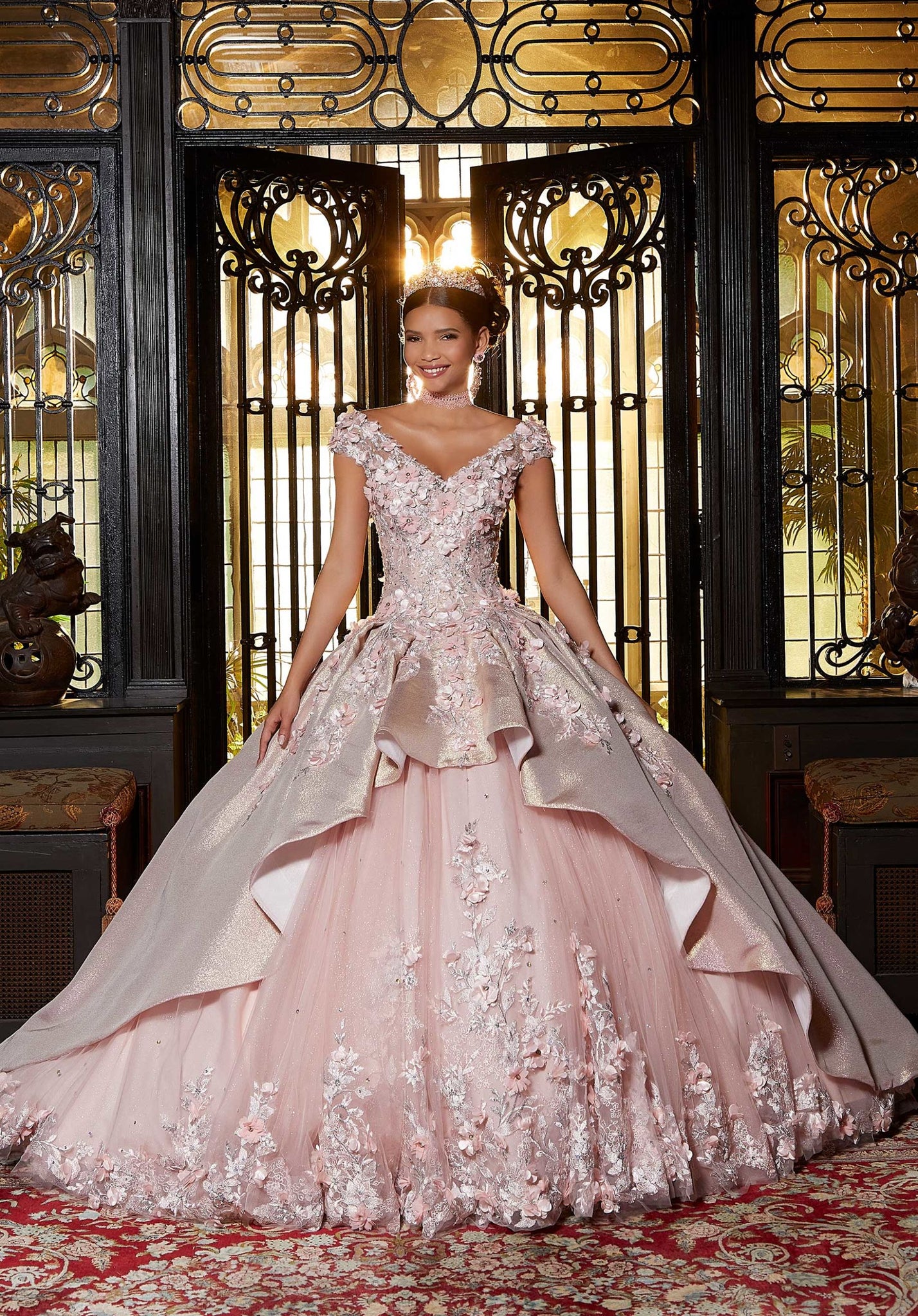 Iridescent Crystal Beaded Quinceañera Dress