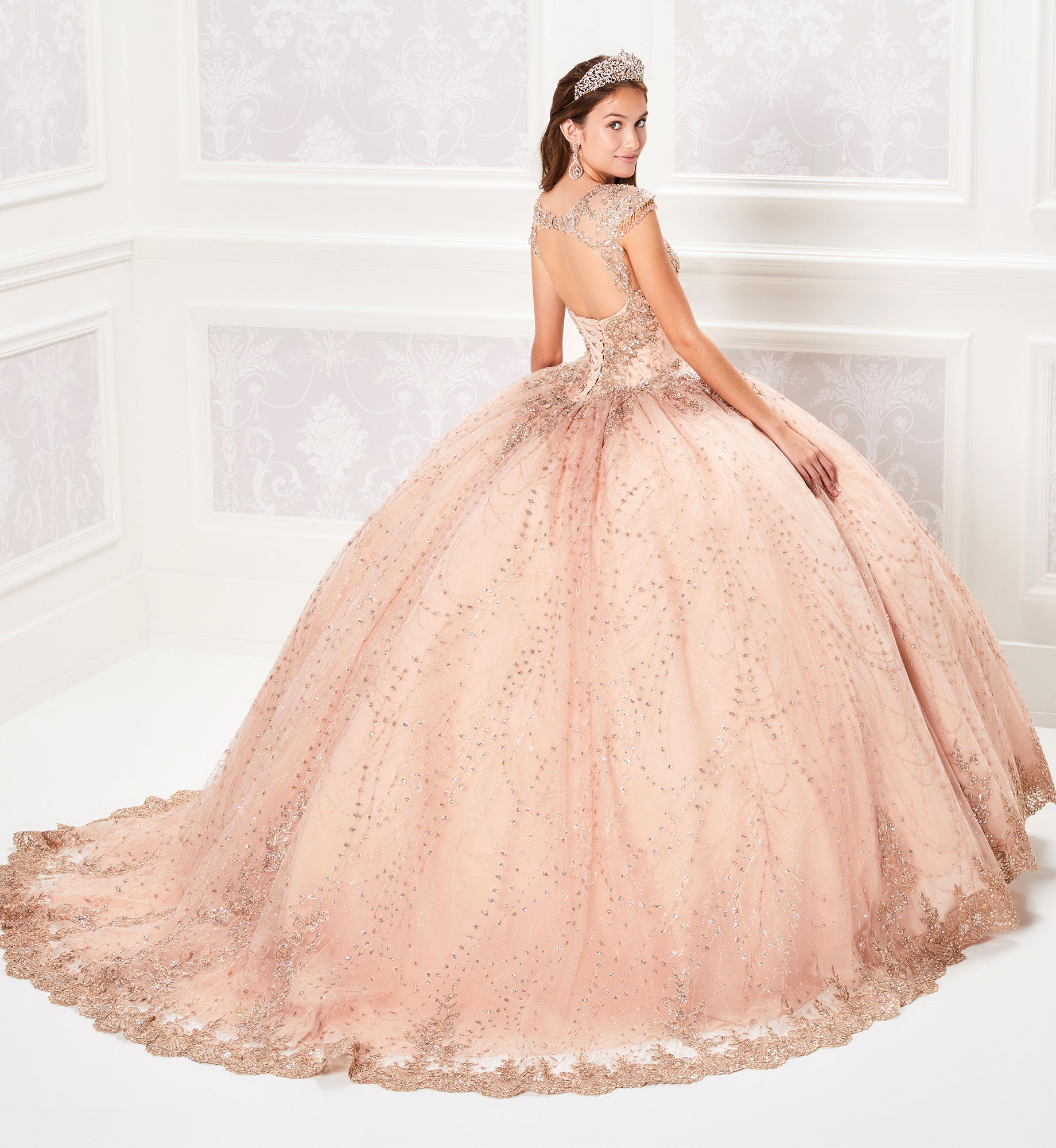 Cute quinceanera dress with cap sleeves and sparkly stone accents Elegant Bride and Quinceanera Cute quinceanera dress with cap sleeves and sparkly stone accents Elegant Bride and Quinceanera