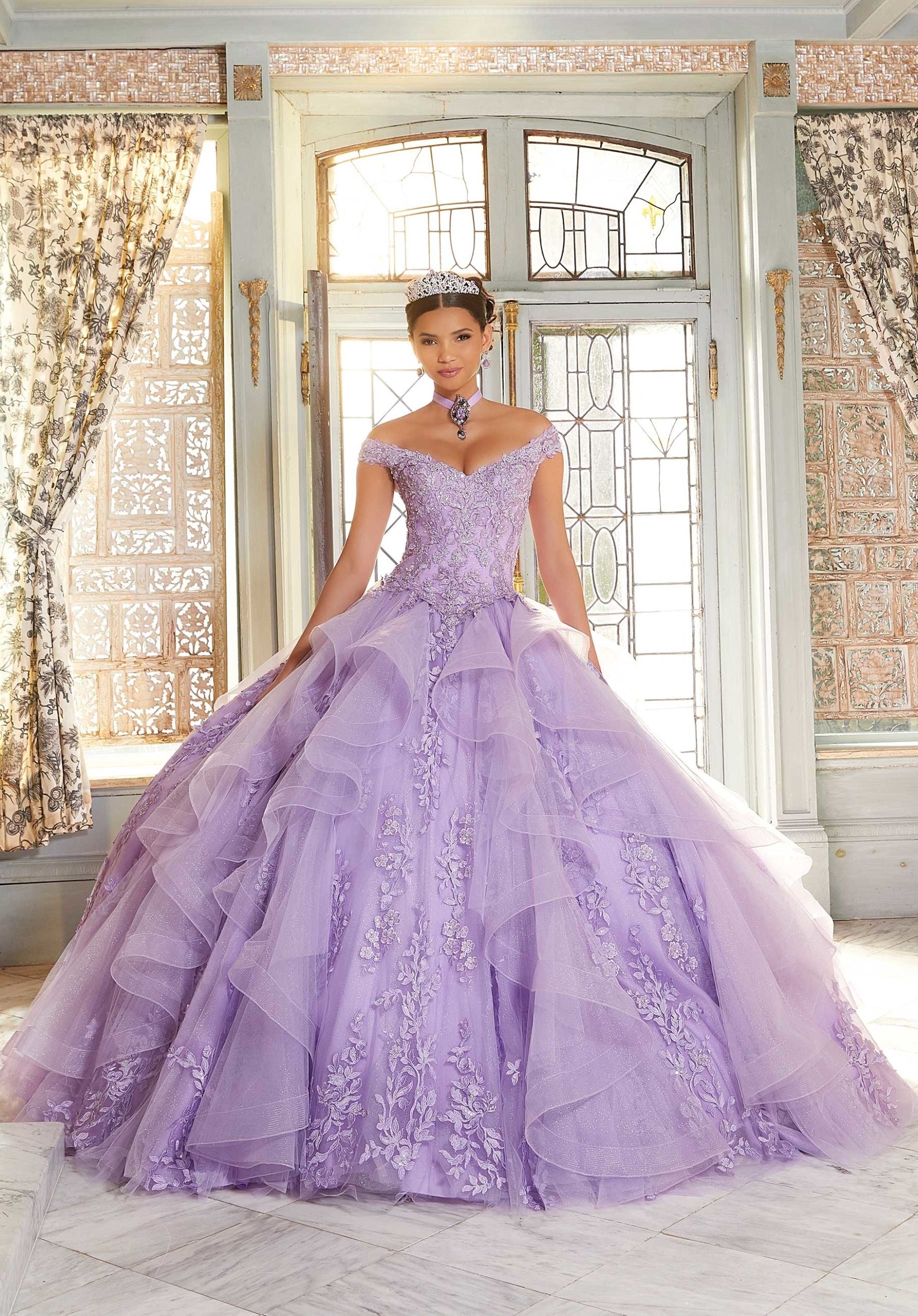 Flounced Tulle Quinceañera Dress