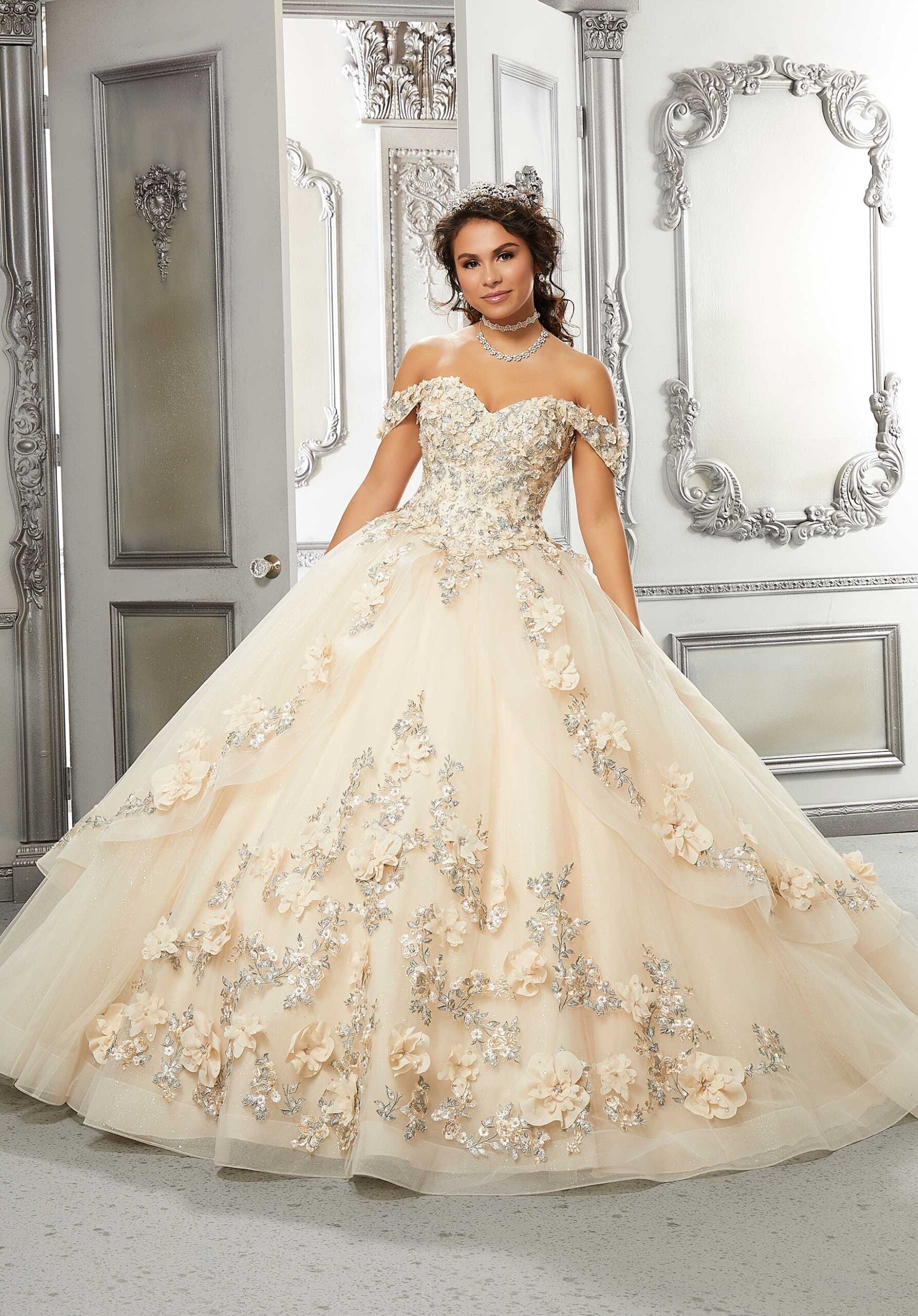 Princess Tulle Floral Quinceañera Dress