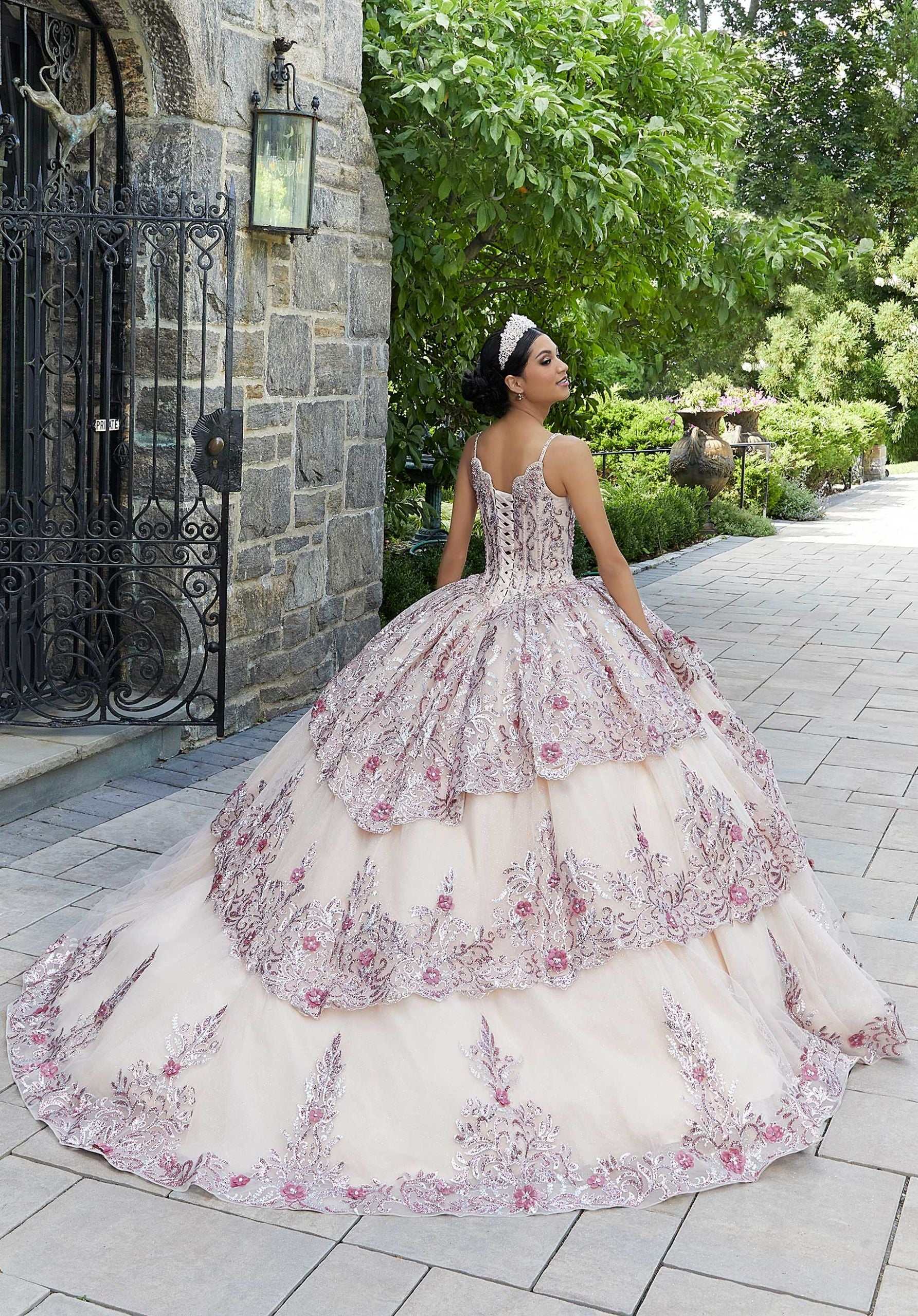 Tiered Scalloped Tulle Quinceañera Dress