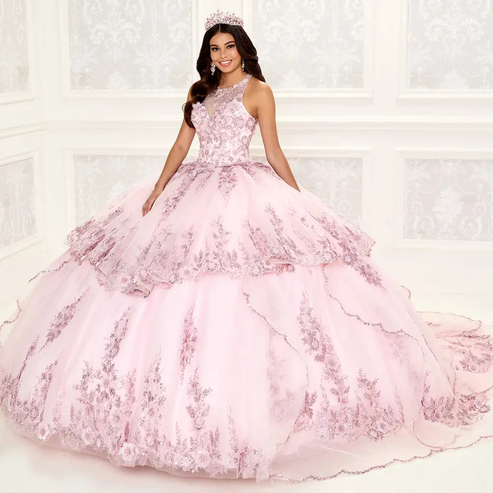 Three-Dimensional Floral Embroidered Quinceañera Dress