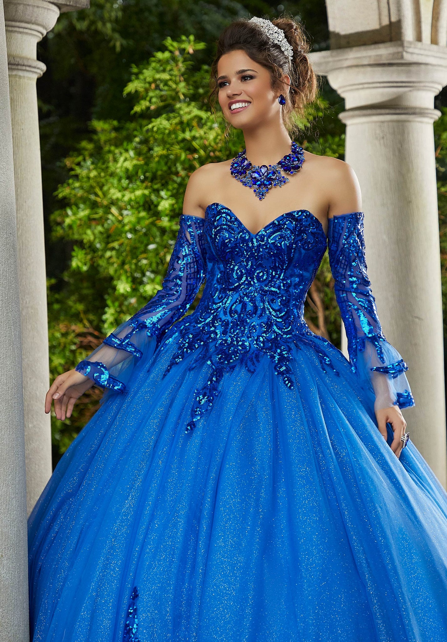 Pattern Sequin and Glitter Tulle Quinceañera Dress