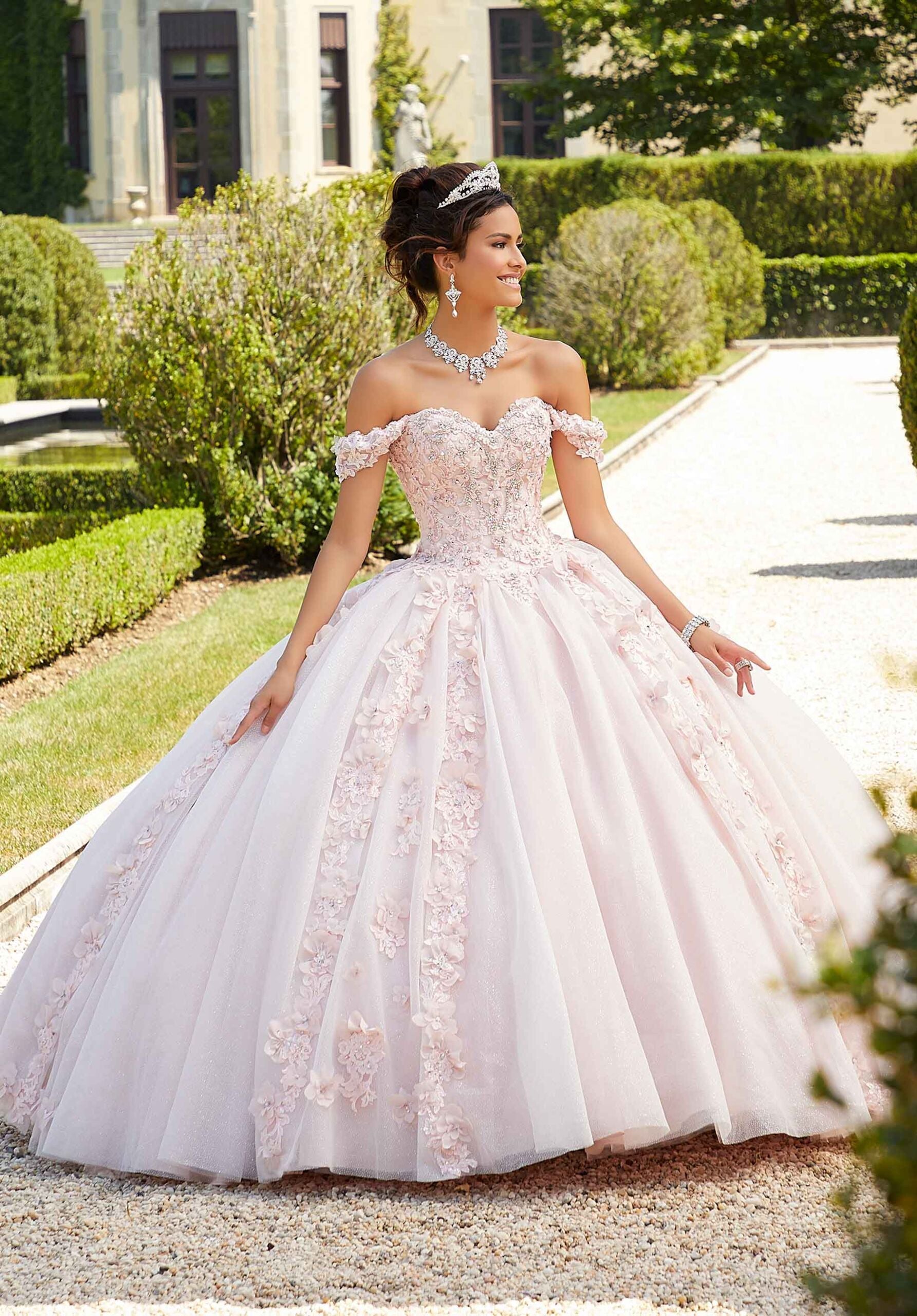 Three-Dimensional Floral Embroidered Quinceaera Dress Three-Dimensional Floral Embroidered Quinceaera Dress
