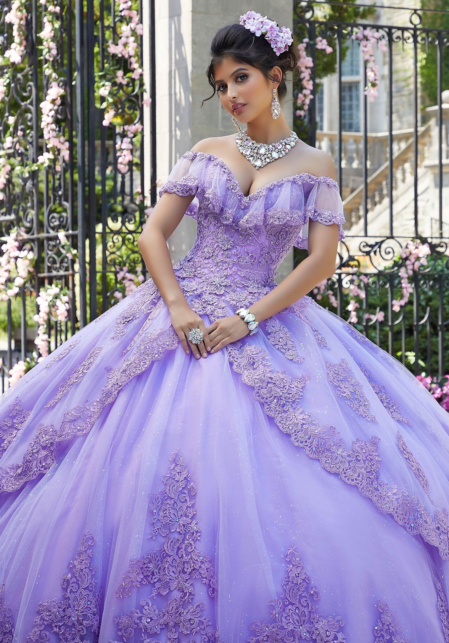 Princess Tulle and Glitter Tulle Quinceañera Dress