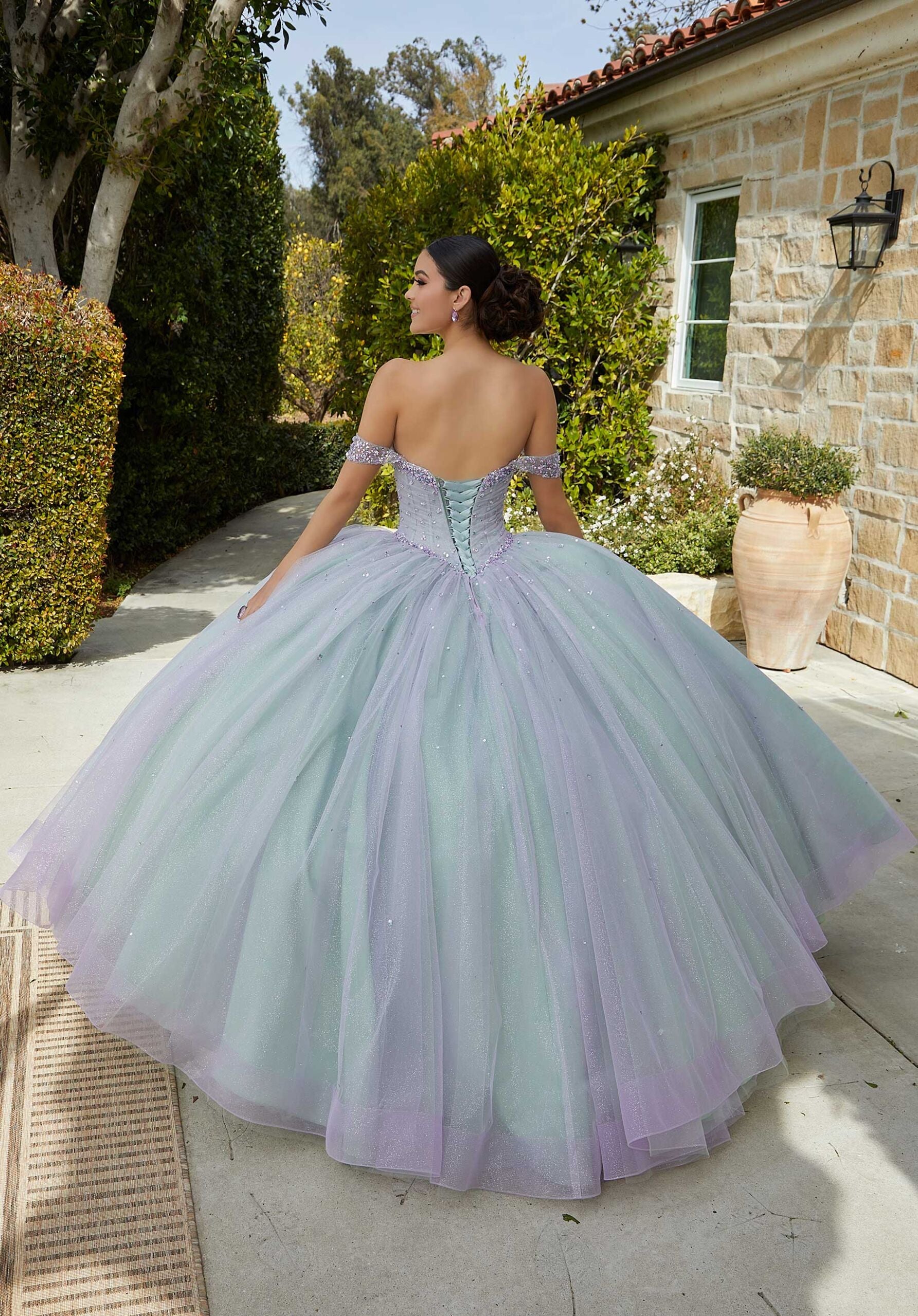 Allover Glitter and Jewel Beaded Quinceañera Dress