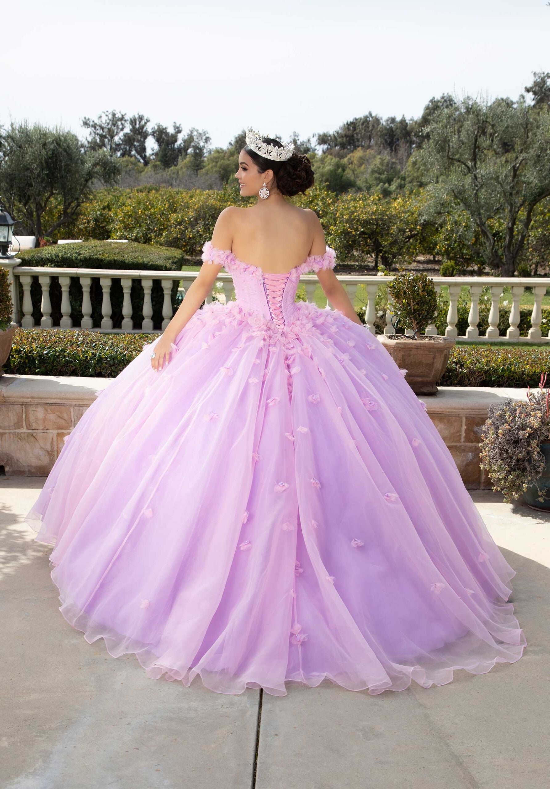 Organza Floral Quinceañera Dress with Crystal Beading