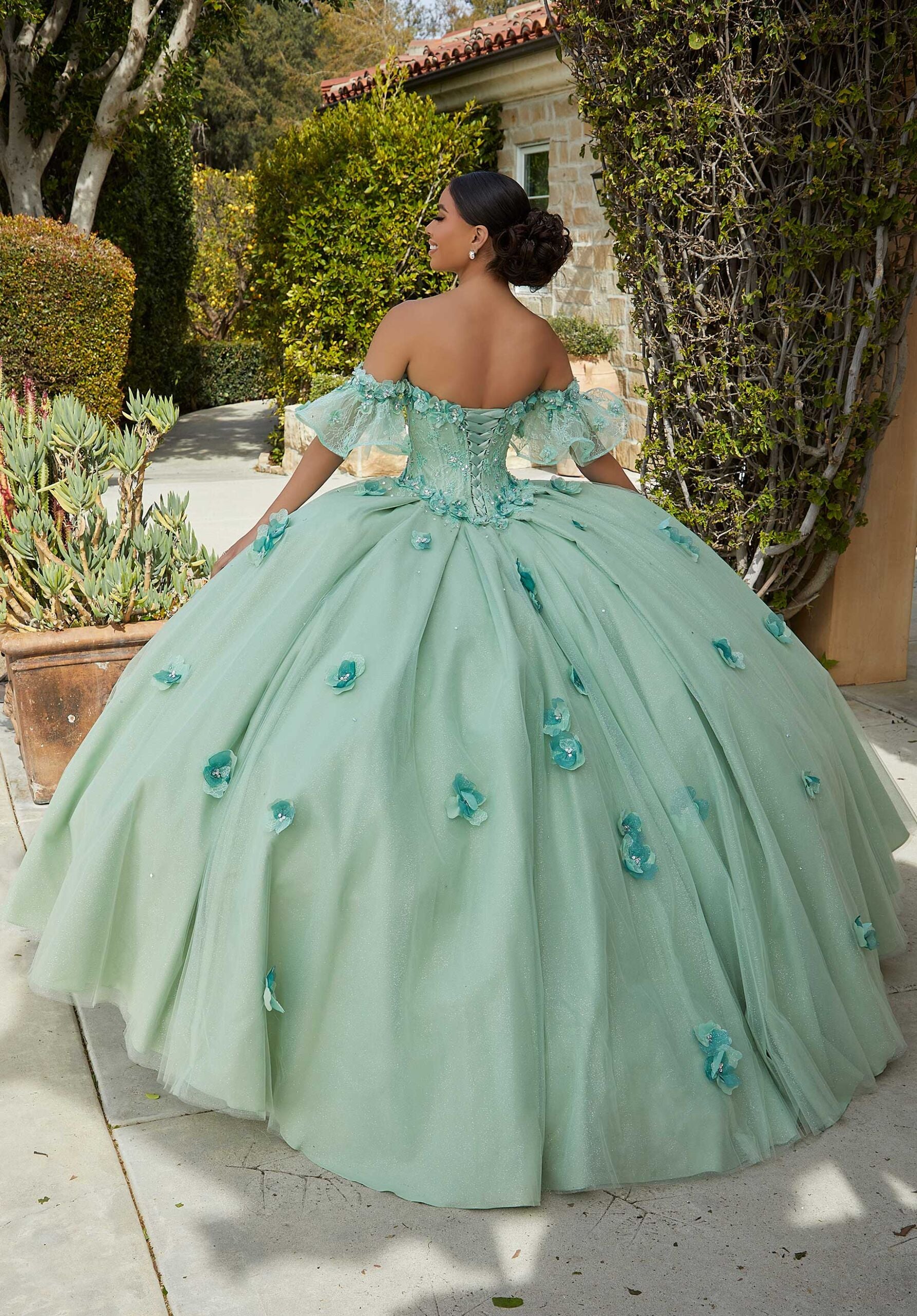 Chantilly Lace Quinceañera Dress with Floral Appliqués