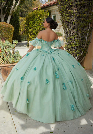 Chantilly Lace Quinceañera Dress with Floral Appliqués
