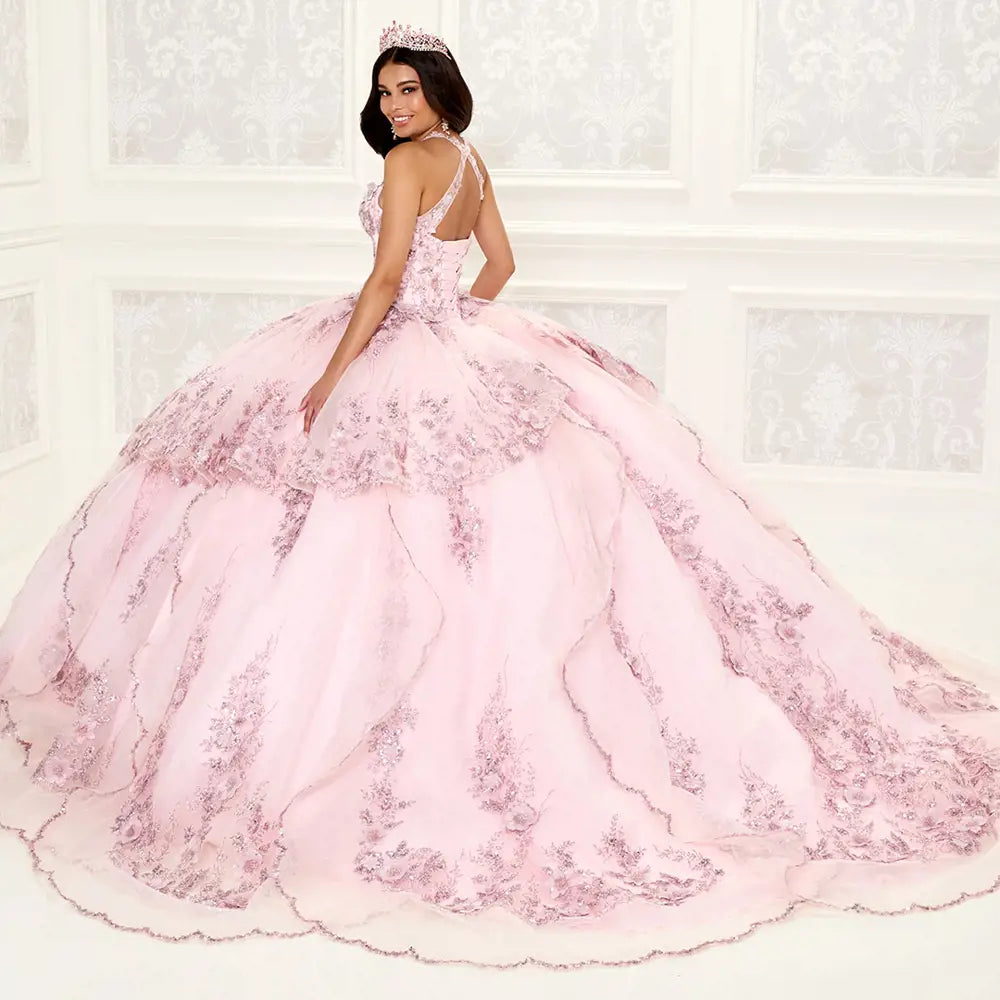 Three-Dimensional Floral Embroidered Quinceañera Dress